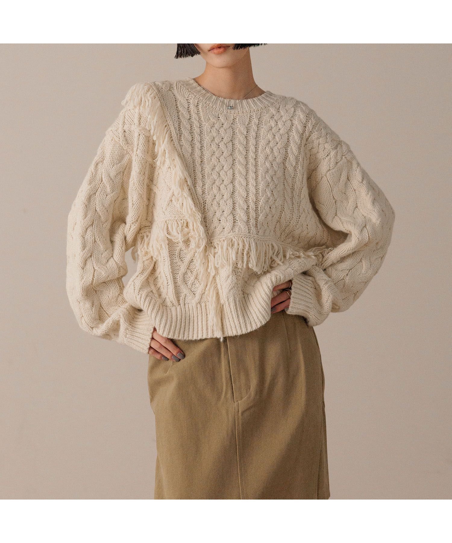 【ローリーズファーム/LOWRYS FARM】のケーブルフリンジSHORT丈 インテリア・キッズ・メンズ・レディースファッション・服の通販 founy(ファニー) 　ファッション　Fashion　レディースファッション　Fashion for Women　アクリル　Acrylic Material　クラシック　Classic, Timeless Style　ショート　Short, Short Length　デニム　Denim, Jeans Material　フリンジ　Fringe, Tassel　ボトム　Bottoms, Lower Wear　ロング　Long, Long-Length　ワイド　Wide, Wide Fit　定番　Standard, Basic Item　アイボリー08|ID: prp329100004760780 ipo3291000000034682633