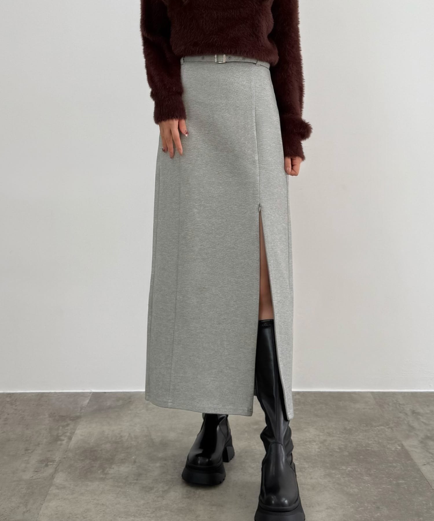 【ジュノア/JUNOAH】のCENEA スリットジップIラインスカート(伸縮あり,あったか生地,裏地なし) インテリア・キッズ・メンズ・レディースファッション・服の通販 founy(ファニー) ファッション Fashion レディースファッション Fashion for Women スカート Skirts グレー|ID: prp329100004760947 ipo3291000000034454502