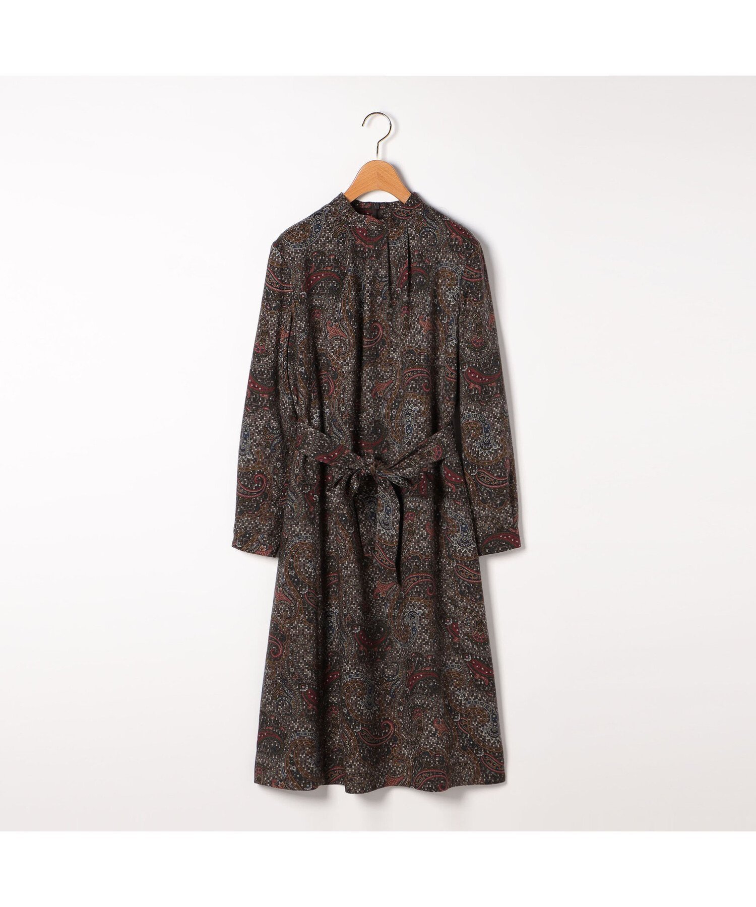 【スキャパ/SCAPA】のサラサアートプリントワンピース インテリア・キッズ・メンズ・レディースファッション・服の通販 founy(ファニー) 　ファッション　Fashion　レディースファッション　Fashion for Women　ワンピース　Dresses　エスニック　Ethnic Style　スタンド　Stand Collar, Upright Stand　パターン　Pattern, Design Print　モダン　Modern, Contemporary　A/W・秋冬　Autumn/Winter　チャコールグレー|ID: prp329100004761128 ipo3291000000034456176