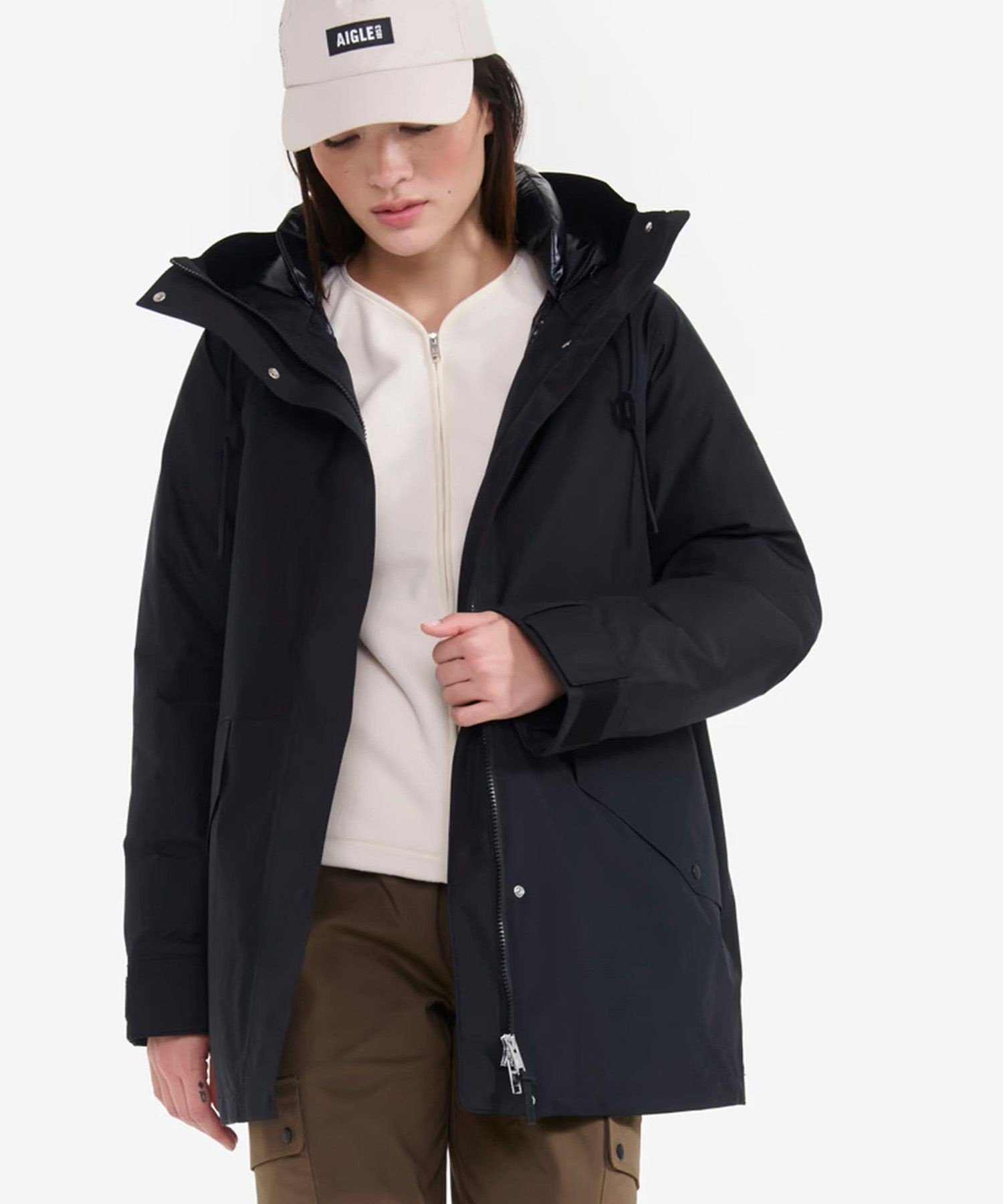 【エーグル/AIGLE】のGORE-TEX ゴアテックス DUPONT SORONA中綿 防水 透湿 防風 フーデッドダウンジャケット 人気、トレンドファッション・服の通販 founy(ファニー) 　ファッション　Fashion　レディースファッション　Fashion for Women　アウター　Coat / Outerwear Collection　レディースジャケット・軽アウター　Jackets　アウトドア　Outdoor Clothing　シンプル　Simple, Minimal　ジャケット　Jacket, Outerwear　フィット　Fit, Slim Fit　フェミニン　Feminine, Girly　フラップ　Flap, Flap Pocket　ポケット　Pocket, Pocket Detail　ミドル　Middle Length, Mid Height　リラックス　Relax, Relaxed Fit　おすすめ　Recommended / Our Picks　 other-1|ID: prp329100004761134 ipo3291000000034500570