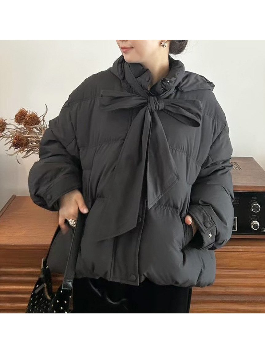 【リリーブラウン/Lily Brown】の【WEB限定カラー】recycleリボンダウン インテリア・キッズ・メンズ・レディースファッション・服の通販 founy(ファニー) 　ファッション　Fashion　レディースファッション　Fashion for Women　今季　This Season, Current Season　軽量　Lightweight, Ultra Light　スマート　Smart, Elegant　ダウン　Down, Puffer　ダブル　Double, Double-Breasted　フェザー　Feather, Feather Detail　リボン　Ribbon, Bow　BLK[009]|ID: prp329100004761151 ipo3291000000034577373