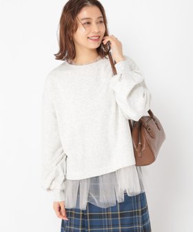 【スタディオ クリップ/studio CLIP】のチュールレイヤードプルオーバー 人気、トレンドファッション・服の通販 founy(ファニー) ファッション Fashion レディースファッション Fashion for Women トップス・カットソー Cut & Sew Tops カジュアルプルオーバー・ニットトップス Pullovers & Knit Tops / Casual Pullovers おすすめ Recommended / Our Picks インナー Innerwear シャイニー Shiny, Glossy Finish シンプル Simple, Minimal スリット Slit, Slit Detail チュール Tulip, Tulip Motif デニム Denim, Jeans Material エレガント 上品 Elegant |ID:prp329100004761195