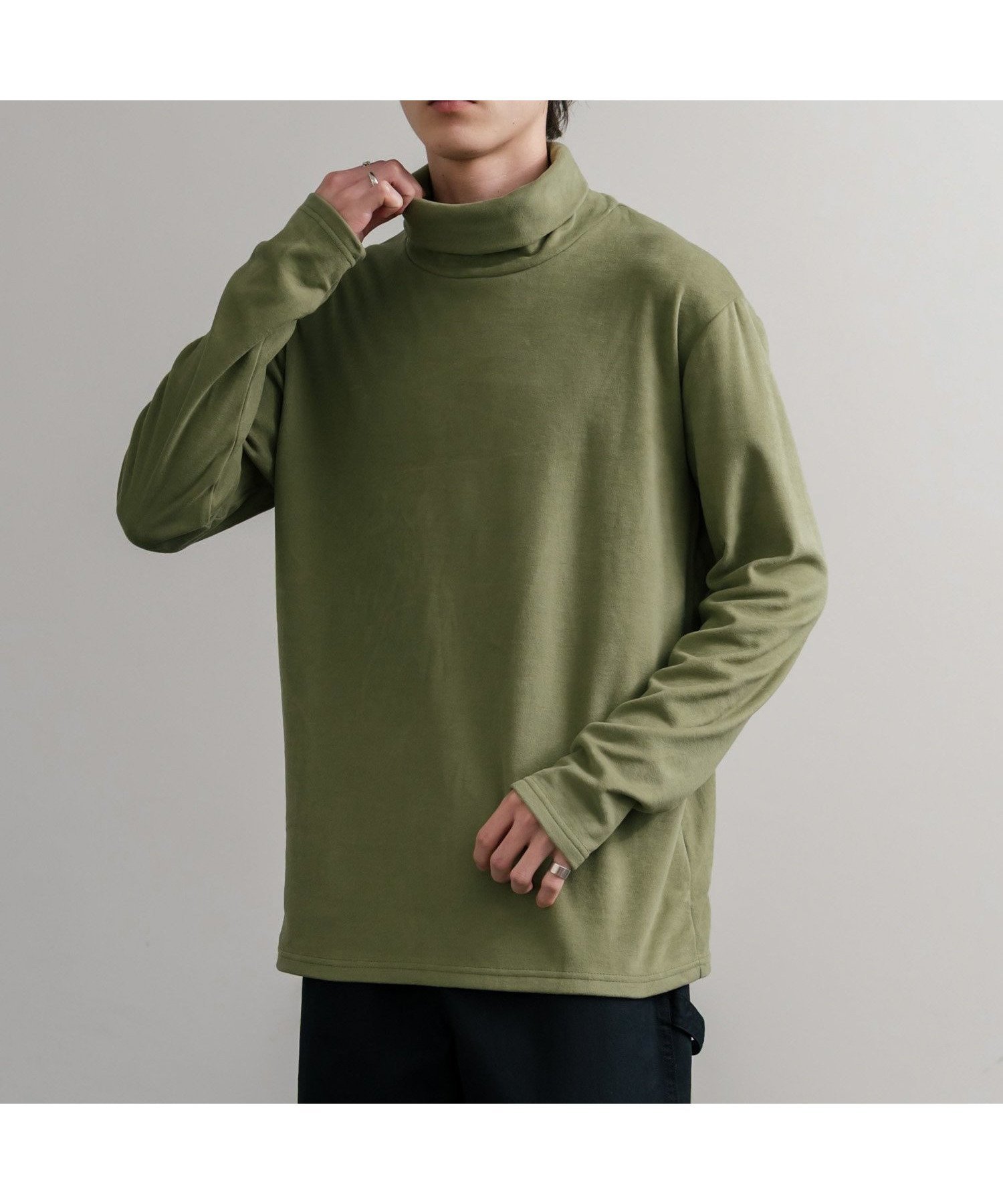 【ロッキーモンロー/Rocky Monroe】のストレッチフリースタートルネック長袖Tシャツ インテリア・キッズ・メンズ・レディースファッション・服の通販 founy(ファニー) 　ファッション　Fashion　レディースファッション　Fashion for Women　トップス・カットソー　Cut & Sew Tops　シャツ・ブラウス・オフィスカジュアル　Elegant Blouses & Button-Ups　ロングTシャツ・Tシャツ　Longline T-Shirts & Tees　タートルネック・ハイネックトップス　Turtlenecks & High-Neck Tops　インナー　Innerwear　シンプル　Simple, Minimal　ストレッチ　Stretch, Stretchy Fabric　タートルネック　Turtleneck, High Neck　長袖　Long Sleeve, Full Sleeve　フィット　Fit, Slim Fit　フォルム　Silhouette, Form　メンズ　Men's, Menswear　リラックス　Relax, Relaxed Fit　ロング　Long, Long-Length　再入荷　Restock / Back in Stock　おすすめ　Recommended / Our Picks　5.カーキ|ID: prp329100004761257 ipo3291000000034570670