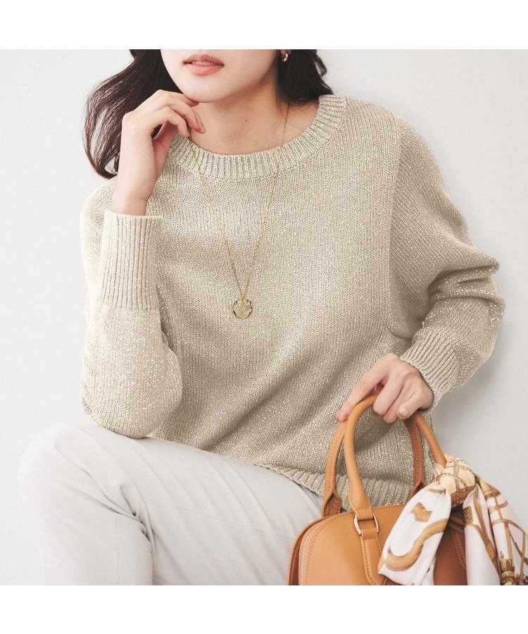 【アンタイトル/UNTITLED】の【ゆったり/洗える】ラメ入りローゲージニット インテリア・キッズ・メンズ・レディースファッション・服の通販 founy(ファニー) ファッション Fashion レディースファッション Fashion for Women トップス・カットソー Cut & Sew Tops ニット Knit Tops & Sweaters イタリア Italy 洗える Machine Washable スマート Smart, Elegant フォルム Silhouette, Form ランダム Random, Irregular ベージュ|ID: prp329100004761293 ipo3291000000034457835