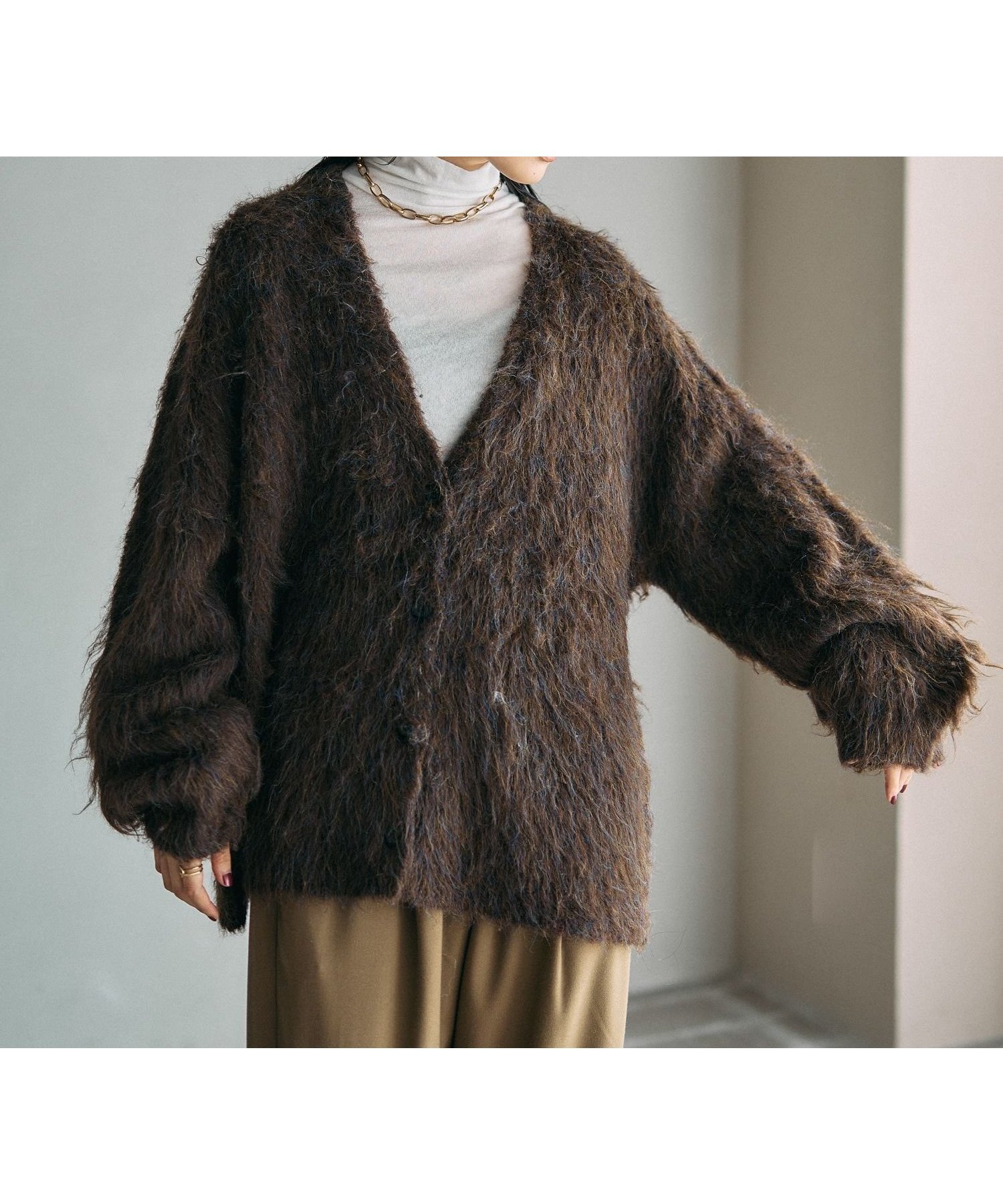 【レプシィム ローリーズファーム/LEPSIM LOWRYS FARM】の5ゲージシャギーVカーディガン インテリア・キッズ・メンズ・レディースファッション・服の通販 founy(ファニー) ファッション Fashion レディースファッション Fashion for Women トップス・カットソー Cut & Sew Tops カーディガン・羽織り Layered Style Cardigans おすすめ Recommended / Our Picks カーディガン Cardigan, Knitwear スタイリッシュ Stylish, Fashionable フェミニン Feminine, Girly ボトム Bottoms, Lower Wear ルーズ Loose, Oversized ロング Long, Long-Length エレガント 上品 Elegant ブラウンMIX58|ID: prp329100004761318 ipo3291000000034592809