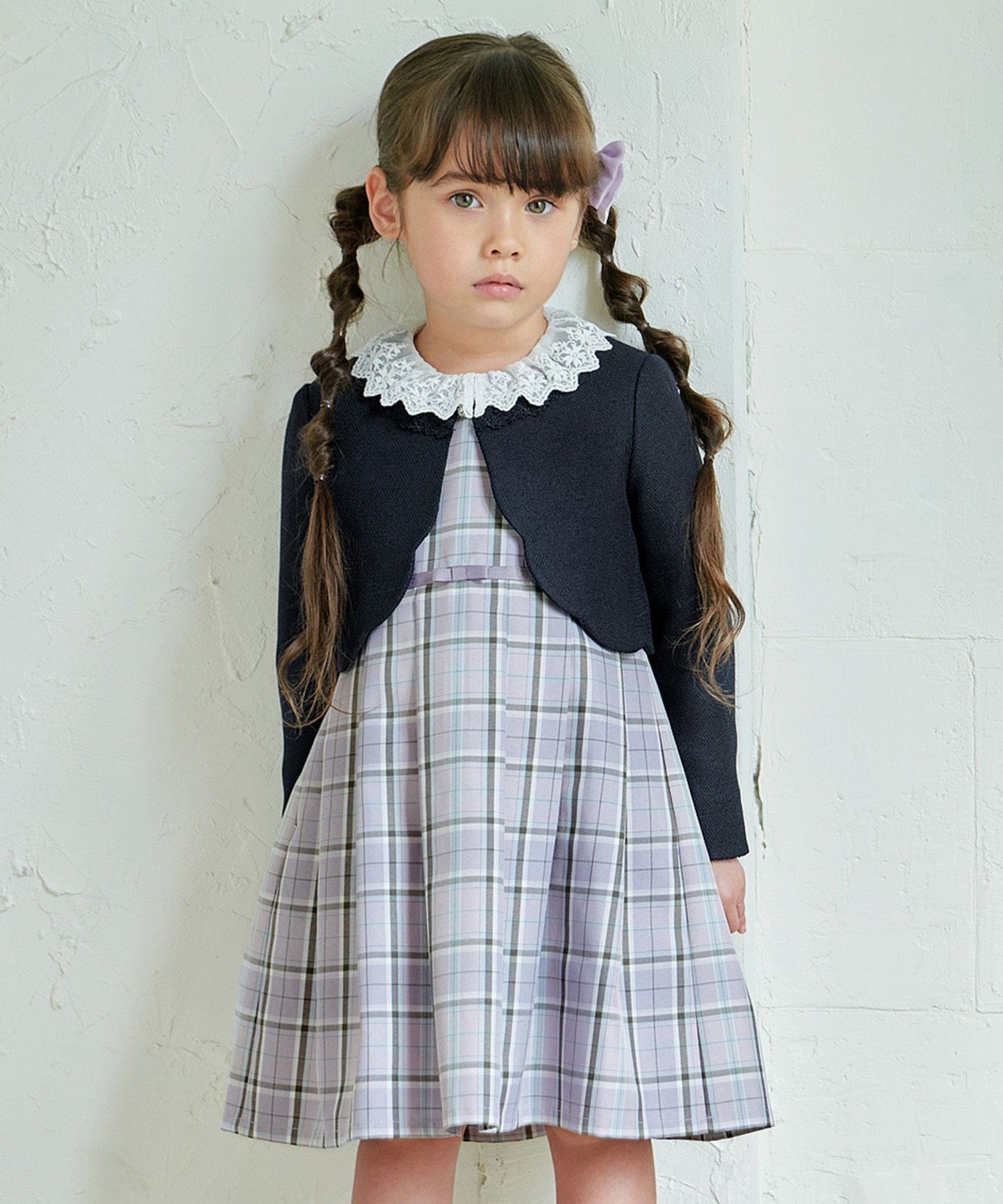 【エニー/ANY / KIDS】のチェック柄ジャンパースカート インテリア・キッズ・メンズ・レディースファッション・服の通販 founy(ファニー) 　ファッション　Fashion　キッズファッション　Fashion for Kids　インナー　Innerwear　チェック　Check, Plaid, Tartan　人気　Popular, Best Seller　ハンカチ　Handkerchief, Hanky　フォーマル　Formal, Dressy　フレア　Flare, Flared　ポケット　Pocket, Pocket Detail　リボン　Ribbon, Bow　プチプライス・低価格　Affordable / Budget Price　おすすめ　Recommended / Our Picks　エレガント 上品　Elegant　セレモニー　Ceremony　入学式　Entrance Ceremony　結婚式　Wedding　ラベンダー[382]|ID: prp329100004761339 ipo3291000000034625162