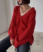 【ページボーイ/PAGEBOY】のケーブルVネックプルオーバー 人気、トレンドファッション・服の通販 founy(ファニー) ファッション Fashion レディースファッション Fashion for Women トップス・カットソー Cut & Sew Tops カジュアルプルオーバー・ニットトップス Pullovers & Knit Tops / Casual Pullovers Vネックトップス V-Neck Tops / V-Cut Neckline Shirts おすすめ Recommended / Our Picks インナー Innerwear スクエア Square, Square Shape トレンド Trend, Trending Now 定番 Standard, Basic Item thumbnail レッド35|ID: prp329100004761344 ipo3291000000034497551