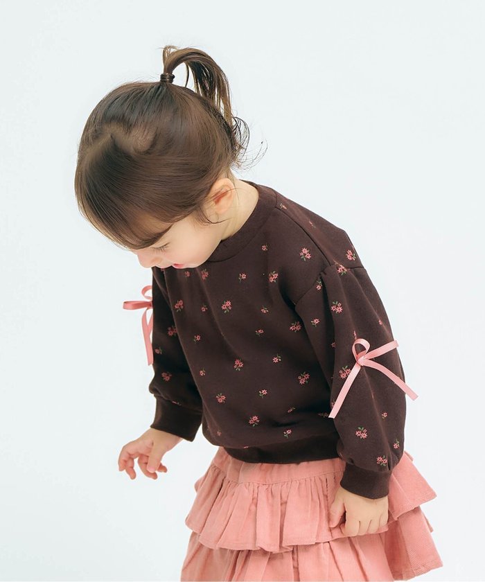 【エフオー オンラインストア/F.O.Online Store / KIDS】のWEB限定 袖リボントレーナー インテリア・キッズ・メンズ・レディースファッション・服の通販 founy(ファニー) https://founy.com/ ファッション Fashion キッズファッション Fashion for Kids おすすめ Recommended / Our Picks トレーナー Sweatshirt, Trainer プリント Print, Printed Pattern リボン Ribbon, Bow |ID: prp329100004761402 ipo3291000000034720364