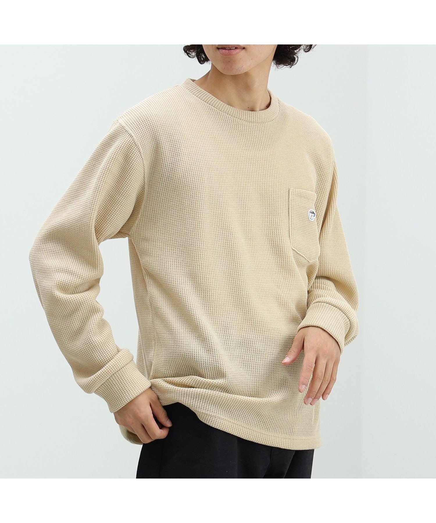 【ビームス/BEAMS / MEN】のコーヒー刺繍 ワッフル ニットソー インテリア・キッズ・メンズ・レディースファッション・服の通販 founy(ファニー) 　ファッション　Fashion　メンズファッション　Fashion for Men　インナー　Innerwear　ニットソー　Knit-Sewn, Cut & Sew Knit　ワッフル　Waffle, Waffle Knit　ワンポイント　One Point, Statement Accent　BEIGE|ID: prp329100004761434 ipo3291000000034459312