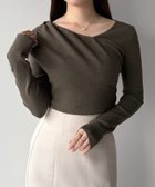【ジュノア/JUNOAH】のmipiarl アシンメトリークロスニットトップス 人気、トレンドファッション・服の通販 founy(ファニー) ファッション Fashion レディースファッション Fashion for Women トップス・カットソー Cut & Sew Tops ニット Knit Tops & Sweaters thumbnail モカ|ID: prp329100004761466 ipo3291000000034459724
