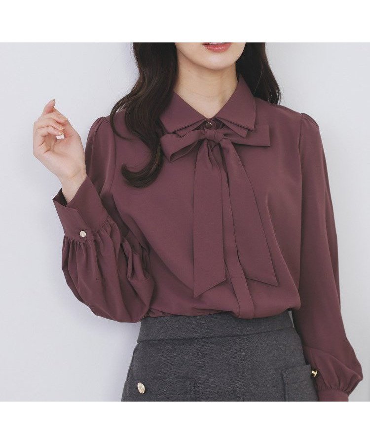 【インデックス/INDEX】の2枚衿ボウタイブラウス【洗濯機OK/防シワ/イージーアイロン】 インテリア・キッズ・メンズ・レディースファッション・服の通販 founy(ファニー) ファッション Fashion レディースファッション Fashion for Women トップス・カットソー Cut & Sew Tops シャツ・ブラウス・オフィスカジュアル Elegant Blouses & Button-Ups 秋 Autumn カフス Cuff Design 切替 Switching, Contrast Panel スマート Smart, Elegant スリム Slim, Slim Fit スリーブ Sleeve, Long Sleeve / Short Sleeve ビジネス 仕事 通勤 Business / Work / Commuting ボルドー|ID: prp329100004761622 ipo3291000000034460909
