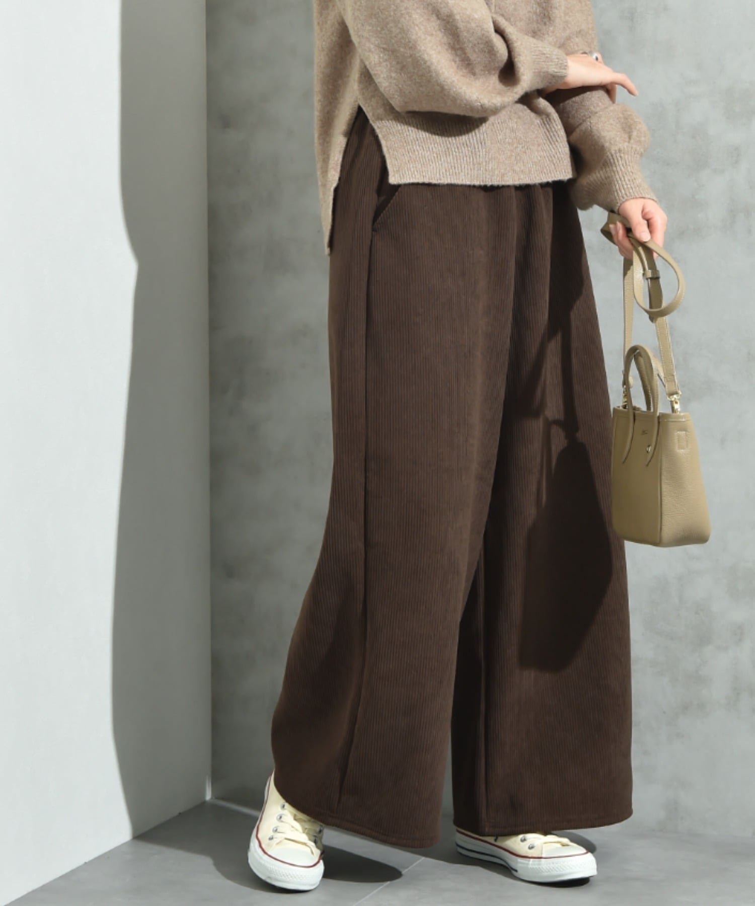 【インタープラネット/INTERPLANET】のINTERPLANET/コーデュロイ裏フリースボンディグパンツ インテリア・キッズ・メンズ・レディースファッション・服の通販 founy(ファニー) ファッション Fashion レディースファッション Fashion for Women パンツ Pants & Trousers コーデュロイ Corduroy, Cord Fabric ストレッチ Stretch, Stretchy Fabric パターン Pattern, Design Print ベーシック Basic, Essential ワイド Wide, Wide Fit 楽ちん Easy Fit, Comfortable ビジネス 仕事 通勤 Business / Work / Commuting ブラウン|ID: prp329100004762250 ipo3291000000034465889