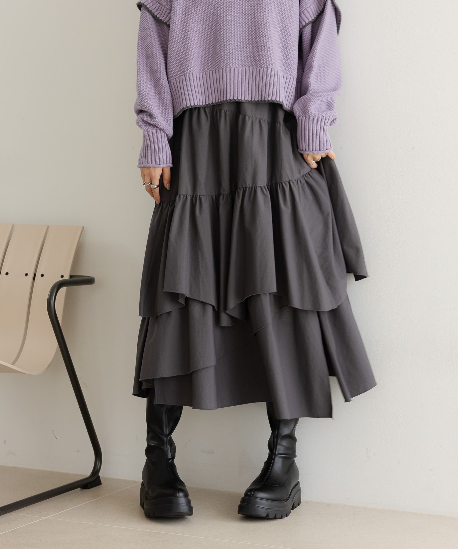 【ローリーズファーム/LOWRYS FARM】のティアードイレヘムスカート インテリア・キッズ・メンズ・レディースファッション・服の通販 founy(ファニー) ファッション Fashion レディースファッション Fashion for Women スカート Skirts おすすめ Recommended / Our Picks アシンメトリー Asymmetrical Style イレヘム Irregular Hemline シンプル Simple, Minimal ランダム Random, Irregular チャコールグレー|ID: prp329100004762255 ipo3291000000034466002