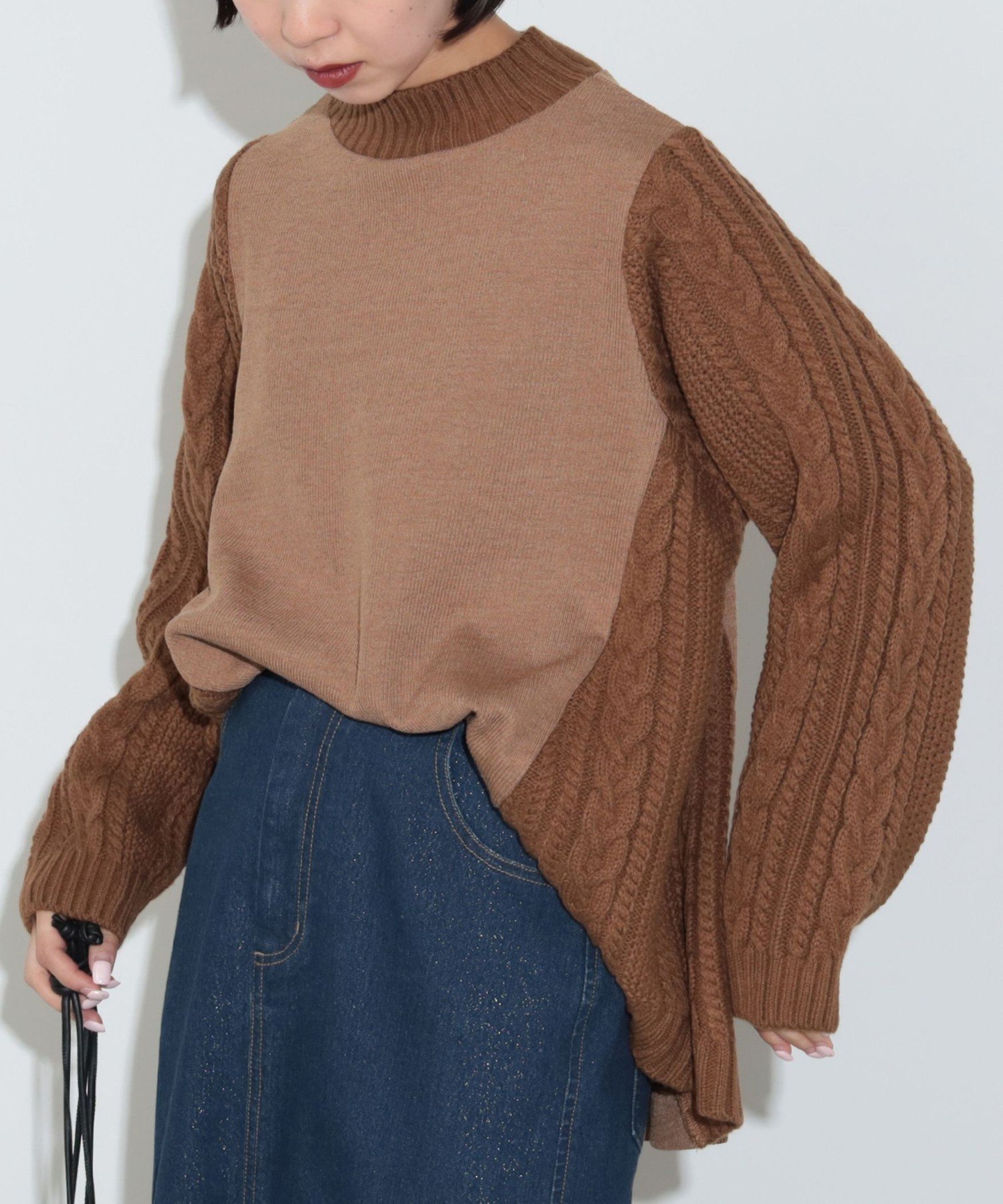 【ビームス ウイメン/BEAMS】のニットコンビ 異素材プルオーバー インテリア・キッズ・メンズ・レディースファッション・服の通販 founy(ファニー) ファッション Fashion レディースファッション Fashion for Women トップス・カットソー Cut & Sew Tops ニット Knit Tops & Sweaters カジュアルプルオーバー・ニットトップス Pullovers & Knit Tops / Casual Pullovers おすすめ Recommended / Our Picks ウェーブ Wavy Pattern コンビ Combo, Combination Style シンプル Simple, Minimal スラックス Slacks, Dress Pants デニム Denim, Jeans Material ニットソー Knit-Sewn, Cut & Sew Knit モックネック Mock Neck, Short Turtleneck ロング Long, Long-Length DARK BEIGE|ID: prp329100004762291 ipo3291000000034466634