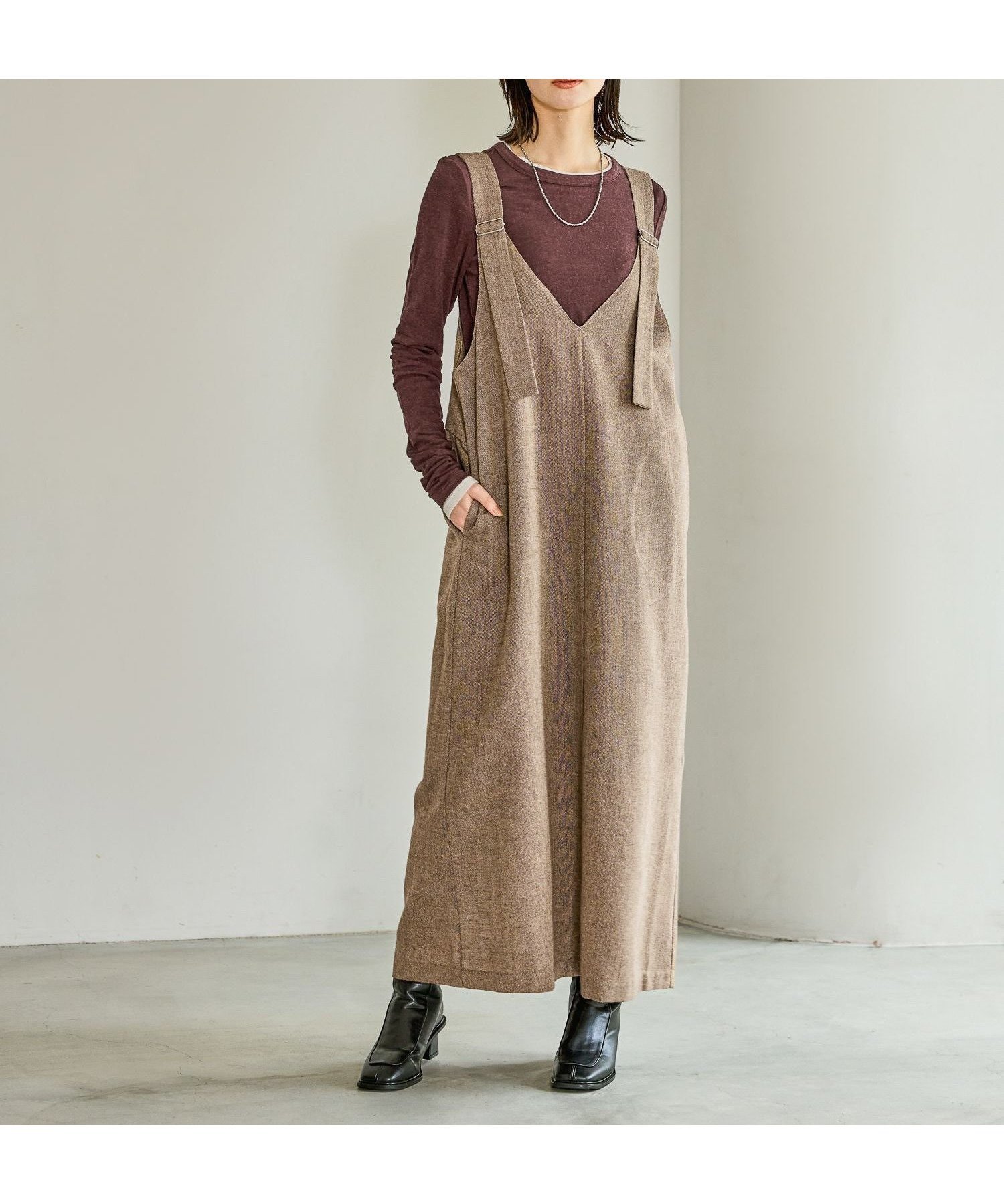 【ラコレ/LAKOLE】のツイードジャンパースカート インテリア・キッズ・メンズ・レディースファッション・服の通販 founy(ファニー) ファッション Fashion レディースファッション Fashion for Women スカート Skirts おすすめ Recommended / Our Picks インナー Innerwear シンプル Simple, Minimal スリット Slit, Slit Detail ツイード Twill, Twill Weave エレガント 上品 Elegant ブラウン|ID: prp329100004762305 ipo3291000000034466796