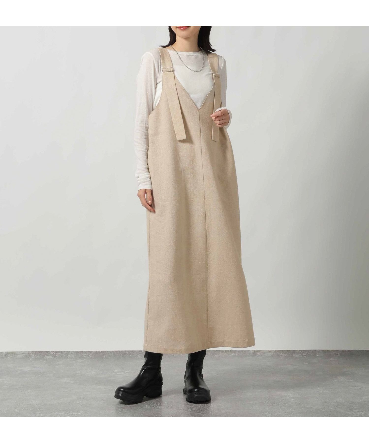 【ラコレ/LAKOLE】のツイードジャンパースカート インテリア・キッズ・メンズ・レディースファッション・服の通販 founy(ファニー) ファッション Fashion レディースファッション Fashion for Women スカート Skirts おすすめ Recommended / Our Picks インナー Innerwear シンプル Simple, Minimal スリット Slit, Slit Detail ツイード Twill, Twill Weave エレガント 上品 Elegant ライトベージュ|ID: prp329100004762305 ipo3291000000034466800