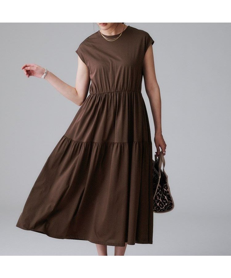【アンタイトル/UNTITLED】の【ティアード/洗える】コットンロングワンピース インテリア・キッズ・メンズ・レディースファッション・服の通販 founy(ファニー) 　ファッション　Fashion　レディースファッション　Fashion for Women　ワンピース　Dresses　エレガント 上品　Elegant　カットソー　Cut and Sewn Top　スマート　Smart, Elegant　ティアード　Tiered, Tiered Style　フィット　Fit, Slim Fit　ポケット　Pocket, Pocket Detail　リラックス　Relax, Relaxed Fit　洗える　Machine Washable　ブラウン|ID: prp329100004762310 ipo3291000000034599192