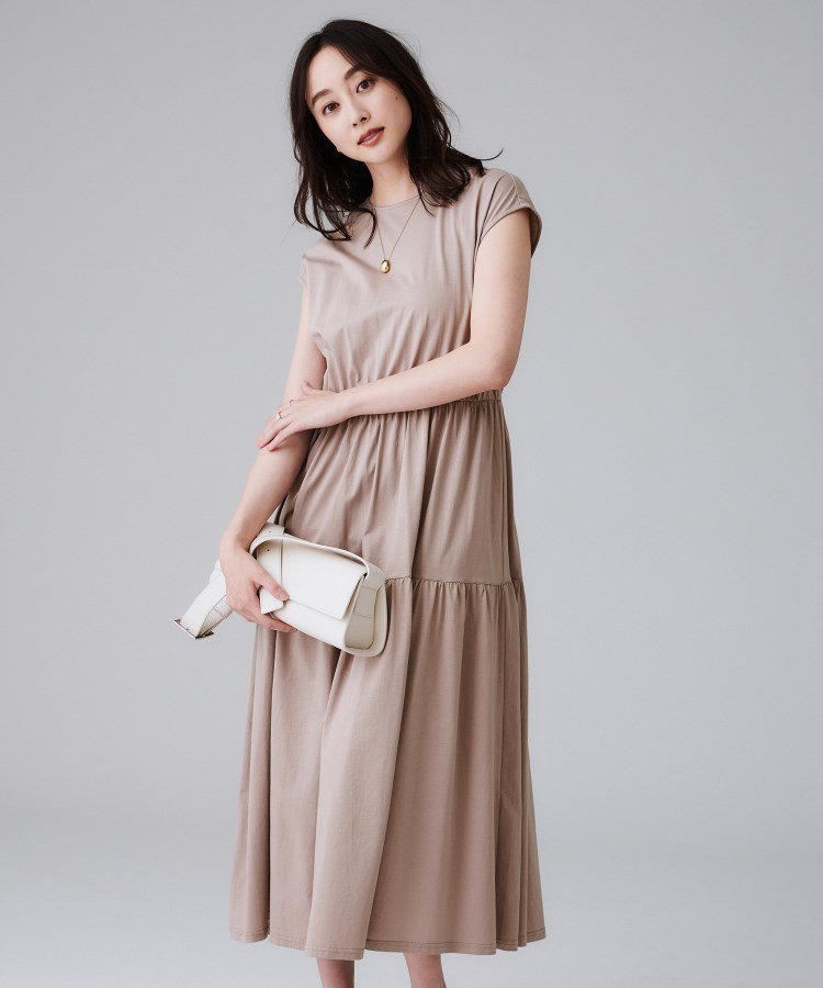 【アンタイトル/UNTITLED】の【ティアード/洗える】コットンロングワンピース インテリア・キッズ・メンズ・レディースファッション・服の通販 founy(ファニー) 　ファッション　Fashion　レディースファッション　Fashion for Women　ワンピース　Dresses　エレガント 上品　Elegant　カットソー　Cut and Sewn Top　スマート　Smart, Elegant　ティアード　Tiered, Tiered Style　フィット　Fit, Slim Fit　ポケット　Pocket, Pocket Detail　リラックス　Relax, Relaxed Fit　洗える　Machine Washable　ピンクベージュ|ID: prp329100004762310 ipo3291000000034599193