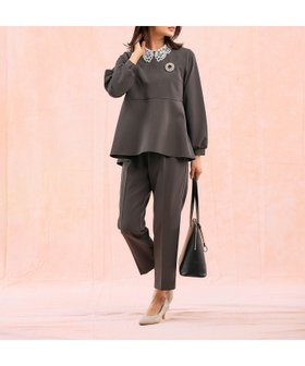 【グローバルワーク/GLOBAL WORK】のストレッチ2WAYブラウス*パンツセット/581023 人気、トレンドファッション・服の通販 founy(ファニー) ファッション Fashion レディースファッション Fashion for Women パンツ Pants & Trousers おすすめ Recommended / Our Picks カフス Cuff Design シンプル Simple, Minimal ストレッチ Stretch, Stretchy Fabric セットアップ Set-Up, Coordinated Outfit ダブル Double, Double-Breasted ツイル Twist, Twisted Detail ペプラム Peplum, Flared Hem レース Lace, Lace Fabric |ID:prp329100004762316