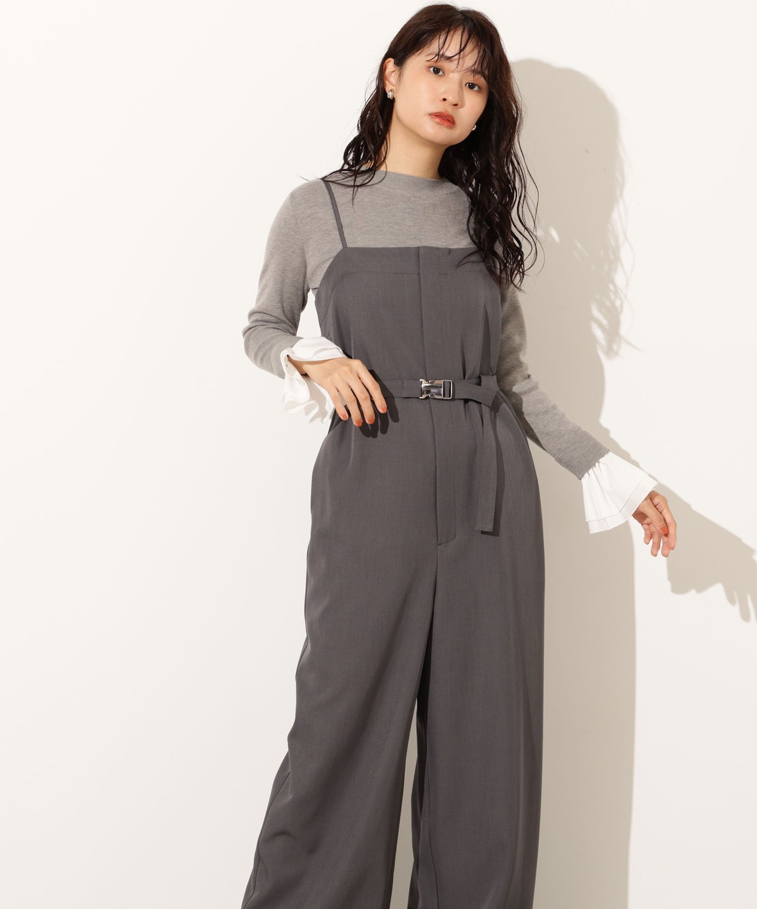 【エヌ ナチュラルビューティーベーシック/N.Natural Beauty basic】のベルト付きベアオールインワン インテリア・キッズ・メンズ・レディースファッション・服の通販 founy(ファニー) ファッション Fashion レディースファッション Fashion for Women ワンピース Dresses オールインワン・ワンピース Dresses and Jumpsuits ベルト&ウエストマーク Belts & Waist Accessories インナー Innerwear ストレート Straight, Straight Cut ノースリーブ Sleeveless, No-Sleeve フラット Flat, Flat Shoes フロント Front, Front Design ロング Long, Long-Length 半袖 Short Sleeve, Half Sleeve 長袖 Long Sleeve, Full Sleeve グレー|ID: prp329100004762366 ipo3291000000034467427
