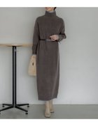 【リエディ/Re:EDIT】の前後2WAYハイネック指穴マキシニットワンピース チャコール×ブルー|ID: prp329100004762378 ipo3291000000034871631