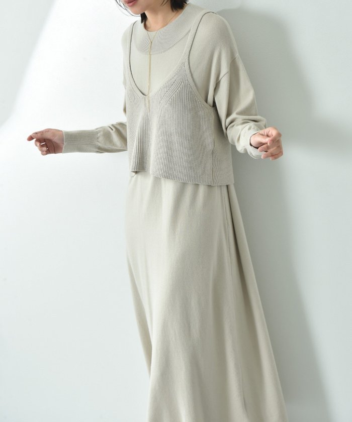 【インタープラネット/INTERPLANET】のビスチェ付きニットワンピースSET インテリア・キッズ・メンズ・レディースファッション・服の通販 founy(ファニー) https://founy.com/ ファッション Fashion レディースファッション Fashion for Women ワンピース Dresses ニットワンピース Knit Dresses シンプル Simple, Minimal ビスチェ Bustier, Corset Top ベーシック Basic, Essential |ID: prp329100004762385 ipo3291000000034644025