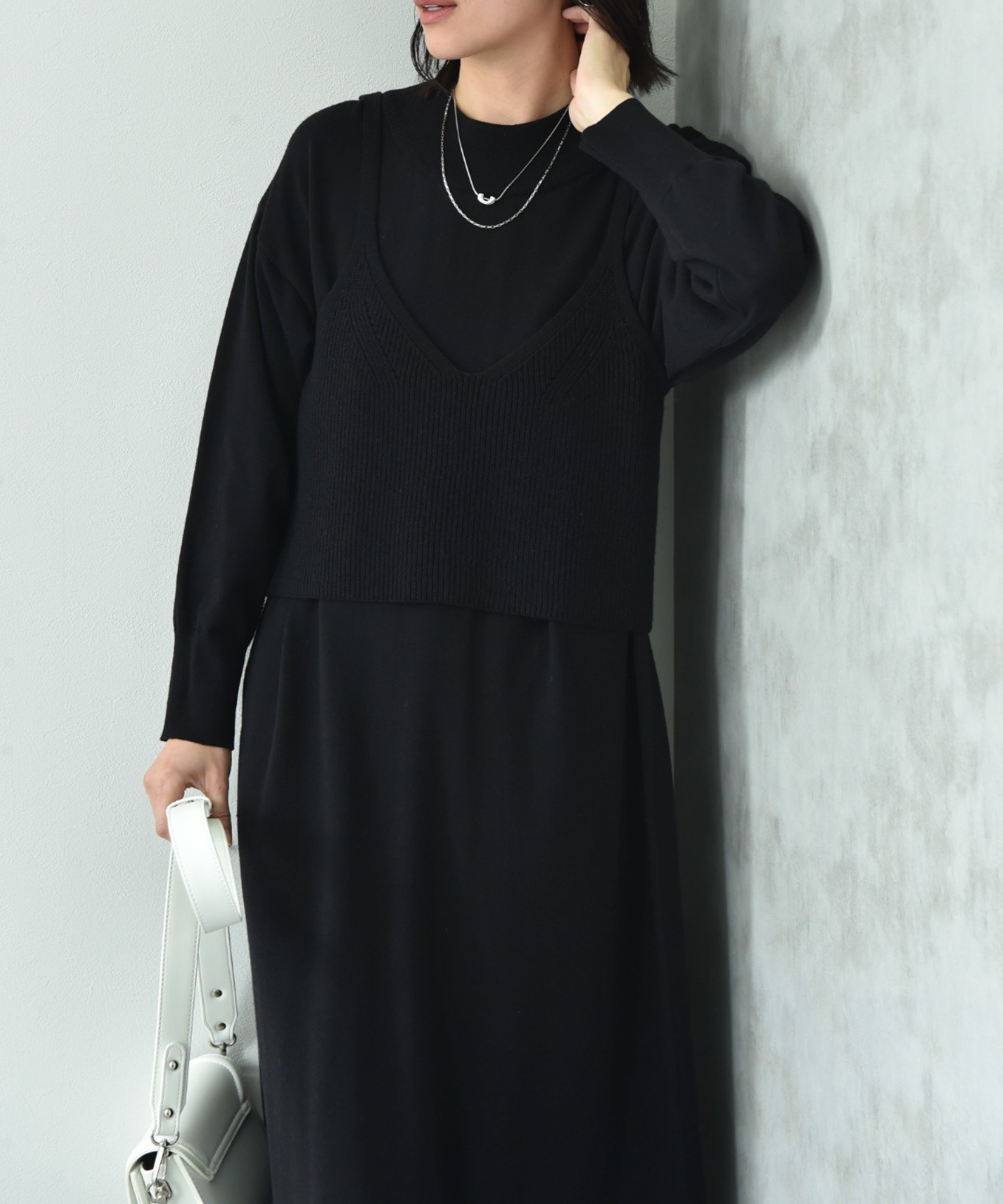 【インタープラネット/INTERPLANET】のビスチェ付きニットワンピースSET インテリア・キッズ・メンズ・レディースファッション・服の通販 founy(ファニー) ファッション Fashion レディースファッション Fashion for Women ワンピース Dresses ニットワンピース Knit Dresses シンプル Simple, Minimal ビスチェ Bustier, Corset Top ベーシック Basic, Essential ブラック|ID: prp329100004762385 ipo3291000000034644028