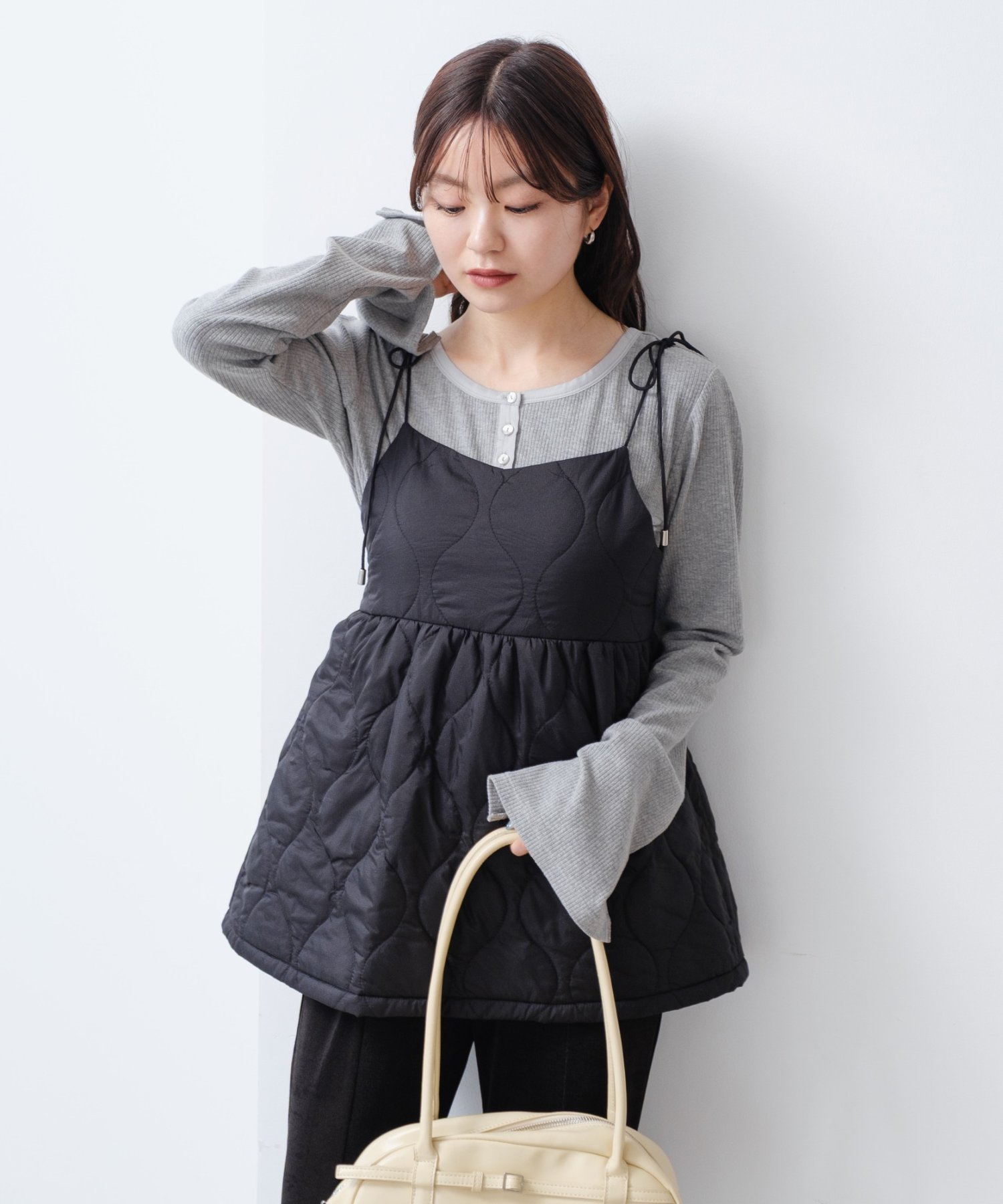 【パルグループ/PAL GROUP】の【Kastane】キルティングキャミビスチェ インテリア・キッズ・メンズ・レディースファッション・服の通販 founy(ファニー) 　ファッション　Fashion　レディースファッション　Fashion for Women　トップス・カットソー　Cut & Sew Tops　キャミソール&ノースリーブ　Camisoles & Sleeveless Tops　ビスチェ　Bustiers & Corset Tops / Layered Bustier Style　インナー　Innerwear　洗える　Machine Washable　カットソー　Cut and Sewn Top　キャミソール　Camisole, Spaghetti Strap Top　キルティング　Quilted, Quilting　軽量　Lightweight, Ultra Light　シンプル　Simple, Minimal　スニーカー　Sneakers, Trainers　スリム　Slim, Slim Fit　タートルネック　Turtleneck, High Neck　デニム　Denim, Jeans Material　ビスチェ　Bustier, Corset Top　ボトム　Bottoms, Lower Wear　防寒　Cold Protection, Winter-Ready　A/W・秋冬　Autumn/Winter　再入荷　Restock / Back in Stock　おすすめ　Recommended / Our Picks　ブラック|ID: prp329100004762402 ipo3291000000034467953