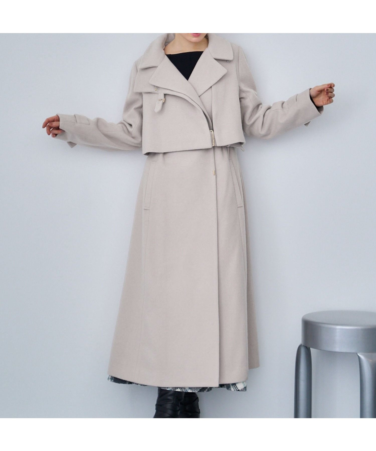 【ノエラ/Noela】の2WAYスタンドカラーウールコート インテリア・キッズ・メンズ・レディースファッション・服の通販 founy(ファニー) 　ファッション　Fashion　レディースファッション　Fashion for Women　アウター　Coat / Outerwear Collection　コート・ロングコート・ピーコート　Long Coats, Peacoats & More　ドレープ　Drape, Draping Fabric　ポケット　Pocket, Pocket Detail　メルトン　Melton, Heavy Wool　エレガント 上品　Elegant　冬　Winter / This Winter　ビジネス 仕事 通勤　Business / Work / Commuting　オフホワイト|ID: prp329100004762412 ipo3291000000034468093