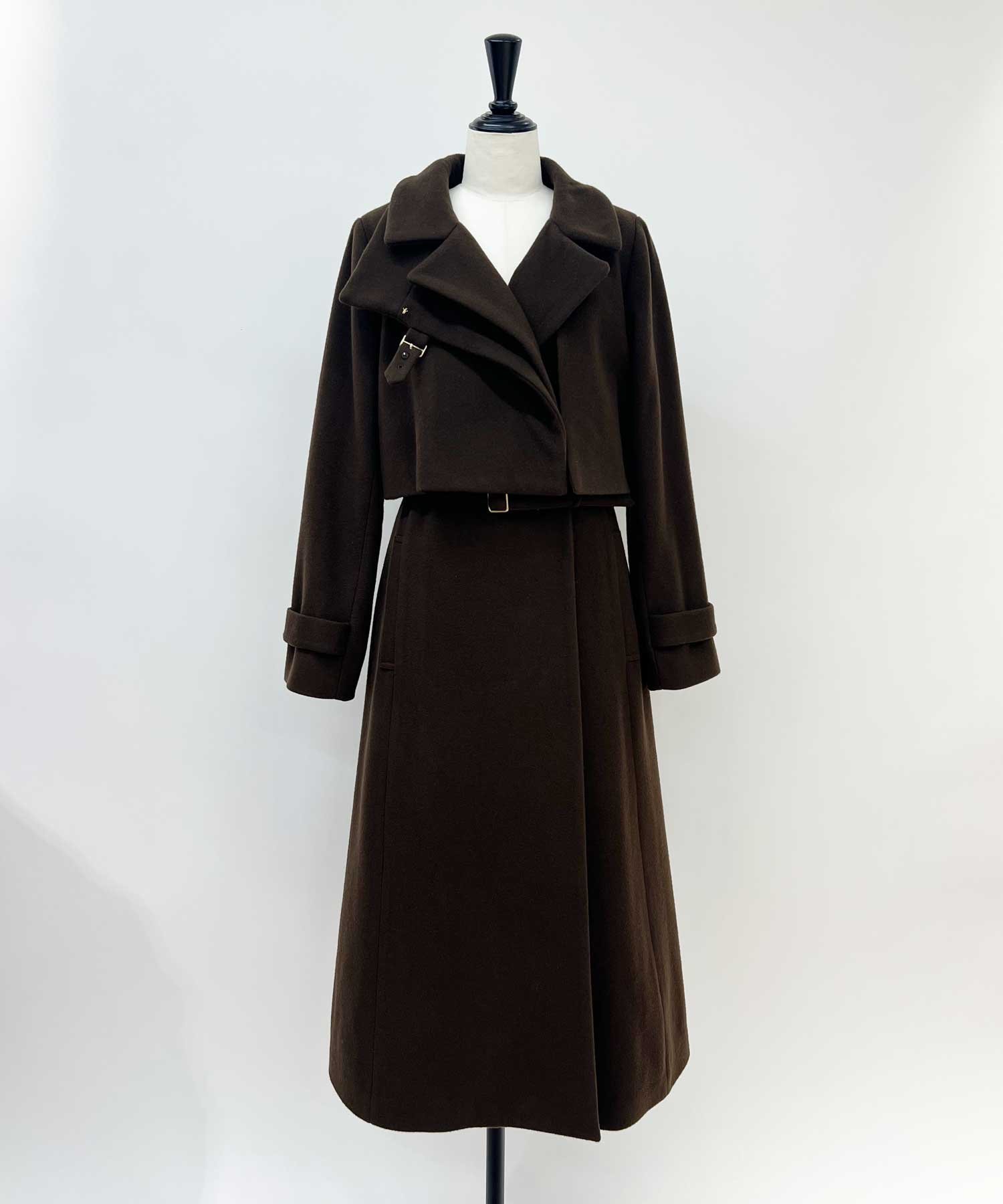 【ノエラ/Noela】の2WAYスタンドカラーウールコート インテリア・キッズ・メンズ・レディースファッション・服の通販 founy(ファニー) 　ファッション　Fashion　レディースファッション　Fashion for Women　アウター　Coat / Outerwear Collection　コート・ロングコート・ピーコート　Long Coats, Peacoats & More　ドレープ　Drape, Draping Fabric　ポケット　Pocket, Pocket Detail　メルトン　Melton, Heavy Wool　エレガント 上品　Elegant　冬　Winter / This Winter　ビジネス 仕事 通勤　Business / Work / Commuting　コゲチャ|ID: prp329100004762412 ipo3291000000034468094