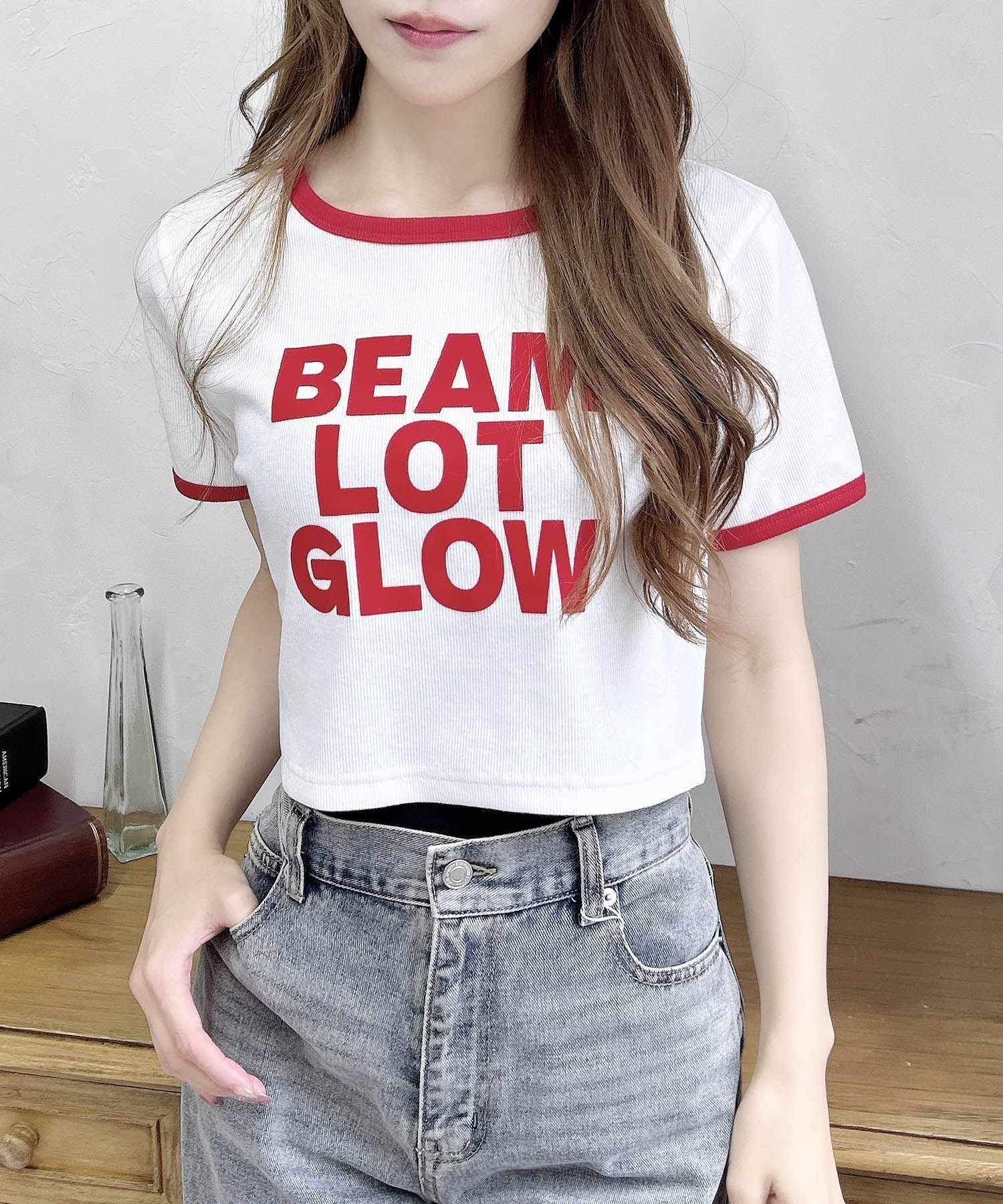 【イング/INGNI】のフロッキーロゴリンガーリブTシャツ インテリア・キッズ・メンズ・レディースファッション・服の通販 founy(ファニー) ファッション Fashion レディースファッション Fashion for Women トップス・カットソー Cut & Sew Tops シャツ・ブラウス・オフィスカジュアル Elegant Blouses & Button-Ups ロングTシャツ・Tシャツ Longline T-Shirts & Tees ショート Short, Short Length スポーティ Sporty, Casual Athletic スマホ Smartphone, Mobile Device トレンド Trend, Trending Now バランス Balance, Style Balance フロント Front, Front Design オフホワイト/アカ|ID: prp329100004762505 ipo3291000000034469205