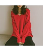 【グローバルワーク/GLOBAL WORK】のメルティリブVネックプルオーバー/579519 人気、トレンドファッション・服の通販 founy(ファニー) ファッション Fashion レディースファッション Fashion for Women トップス・カットソー Cut & Sew Tops カジュアルプルオーバー・ニットトップス Pullovers & Knit Tops / Casual Pullovers Vネックトップス V-Neck Tops / V-Cut Neckline Shirts おすすめ Recommended / Our Picks デニム Denim, Jeans Material フロント Front, Front Design リラックス Relax, Relaxed Fit ワイド Wide, Wide Fit |ID:prp329100004762519