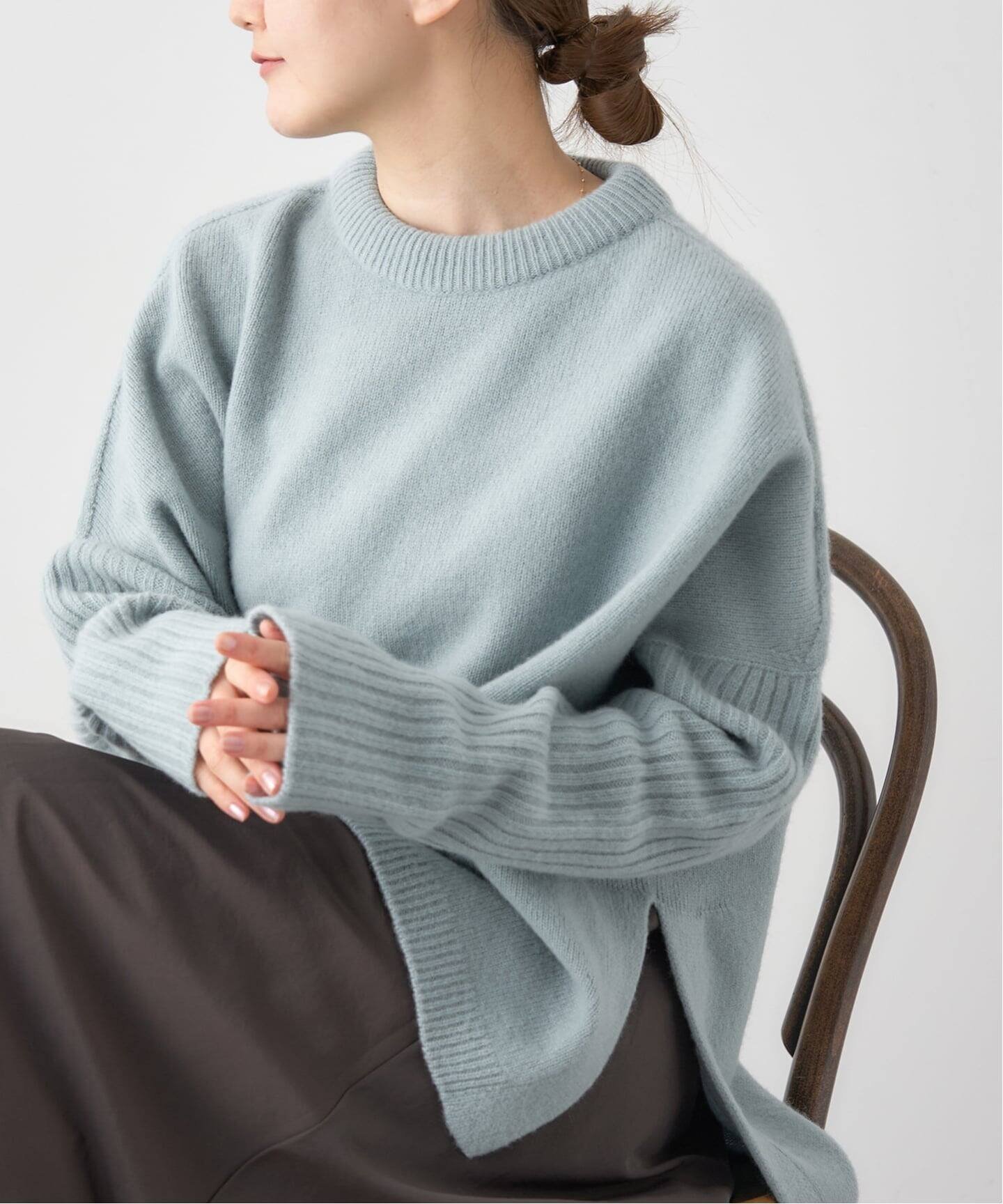 【イエナ/IENA】の《WEB限定/追加 》ウールカシミヤ 脇スリットクルーネックプルオーバー インテリア・キッズ・メンズ・レディースファッション・服の通販 founy(ファニー) ファッション Fashion レディースファッション Fashion for Women トップス・カットソー Cut & Sew Tops カジュアルプルオーバー・ニットトップス Pullovers & Knit Tops / Casual Pullovers 2025年 2025 2025-2026秋冬・A/W Autumn/Winter 2025–26 AW25–26 おすすめ Recommended / Our Picks インナー Innerwear カットソー Cut and Sewn Top スリット Slit, Slit Detail ボーダー Border, Stripe ポンチョ Poncho, Cape Style サックスブルー|ID: prp329100004762613 ipo3291000000034470547