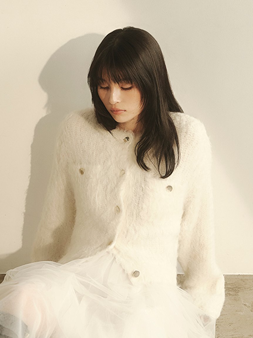 【フレイ アイディー/FRAY I.D】のモヘアシャギーニットカーディガン インテリア・キッズ・メンズ・レディースファッション・服の通販 founy(ファニー) 　ファッション　Fashion　レディースファッション　Fashion for Women　トップス・カットソー　Cut & Sew Tops　ニット　Knit Tops & Sweaters　カーディガン・羽織り　Layered Style Cardigans　クロップド　Cropped, Short Length　スマート　Smart, Elegant　モダン　Modern, Contemporary　WHT[001]|ID: prp329100004762789 ipo3291000000034638757