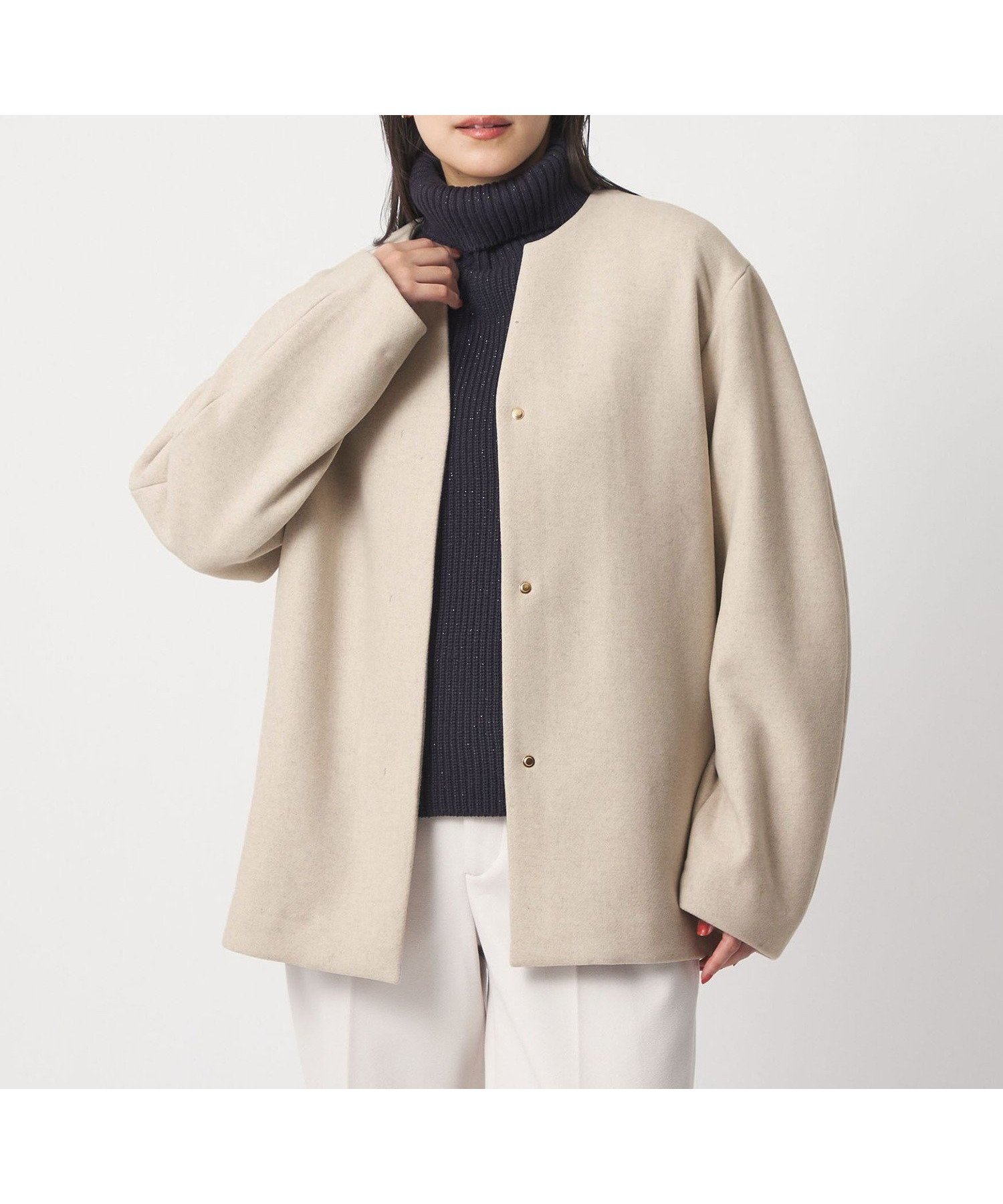 【ユナイテッドアローズ/UNITED ARROWS】のキーネック ショートコート A DAY IN THE LIFE 人気、トレンドファッション・服の通販 founy(ファニー) 　ファッション　Fashion　レディースファッション　Fashion for Women　アウター　Coat / Outerwear Collection　コート・ロングコート・ピーコート　Long Coats, Peacoats & More　ショート　Short, Short Length　シンプル　Simple, Minimal　ストール　Stole, Wrap　スリーブ　Sleeve, Long Sleeve / Short Sleeve　タイトスカート　Pencil Skirt, Tight Skirt　トレンド　Trend, Trending Now　なめらか　Smooth, Silky Texture　バランス　Balance, Style Balance　フェイス　Face, Facial Design　フロント　Front, Front Design　マフラー　Scarf, Muffler　メルトン　Melton, Heavy Wool　アウトレット　Outlet / Clearance　おすすめ　Recommended / Our Picks　エレガント 上品　Elegant　ビジネス 仕事 通勤　Business / Work / Commuting　 other-1|ID: prp329100004763165 ipo3291000000034998481