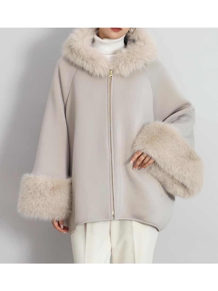 【ヴァン/Vin】のエコファーポンチョアウター インテリア・キッズ・メンズ・レディースファッション・服の通販 founy(ファニー) ファッション Fashion レディースファッション Fashion for Women アウター Coat / Outerwear Collection ポンチョ・ケープコート Ponchos & Capes フロント Front, Front Design ボンディング Bonding, Bonded Fabric ミドル Middle Length, Mid Height ラグジュアリー Luxury, Elegant リアル Real, Realistic 今季 This Season, Current Season A/W・秋冬 Autumn/Winter ライトグレージュ|ID: prp329100004763168 ipo3291000000034881345