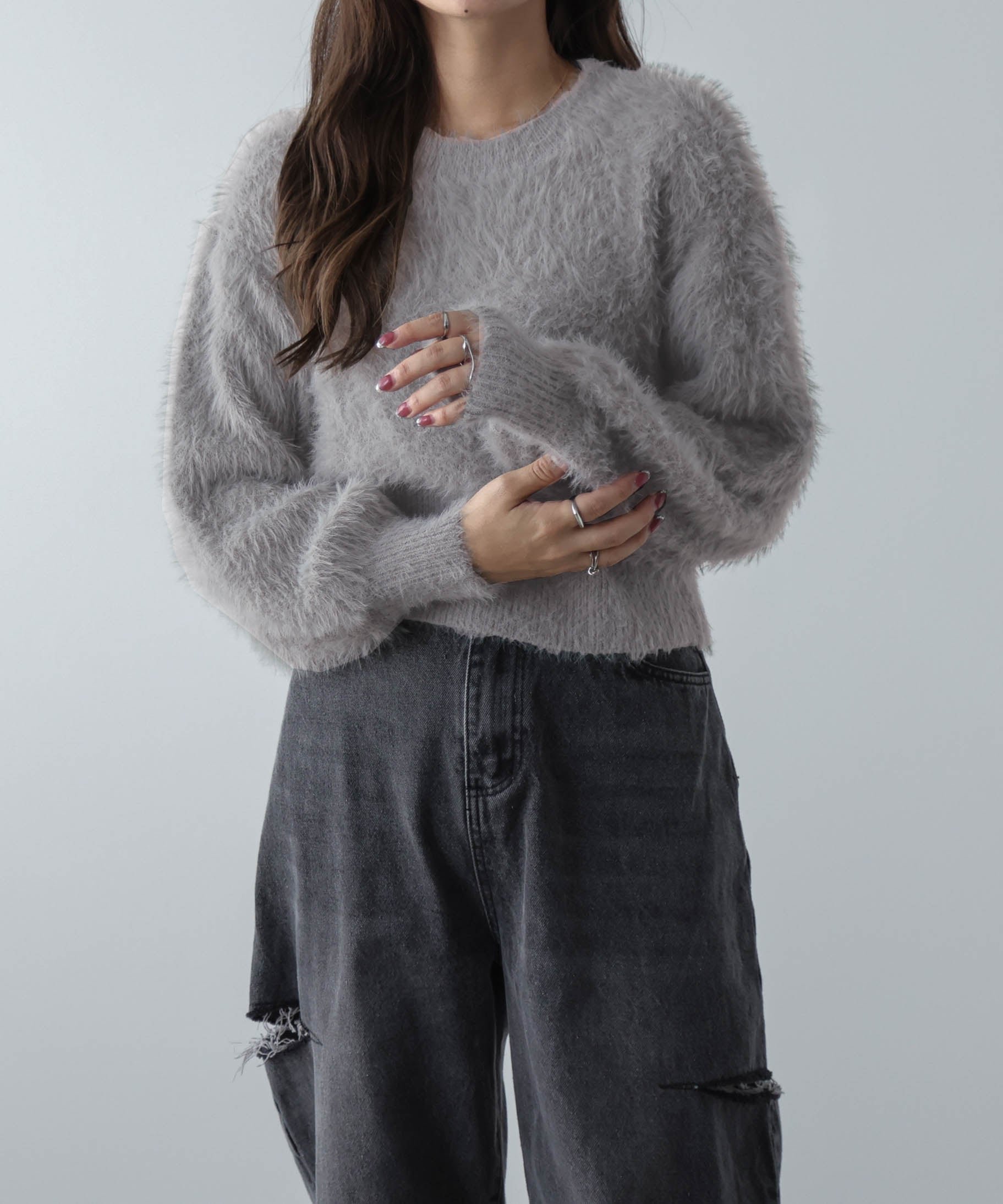 【ラジュール/Lajour】のシャギーニット インテリア・キッズ・メンズ・レディースファッション・服の通販 founy(ファニー) ファッション Fashion レディースファッション Fashion for Women トップス・カットソー Cut & Sew Tops ニット Knit Tops & Sweaters おすすめ Recommended / Our Picks クロップド Cropped, Short Length ショート Short, Short Length トレンド Trend, Trending Now ルーズ Loose, Oversized ロング Long, Long-Length ショートライトグレー|ID: prp329100004763209 ipo3291000000034896703