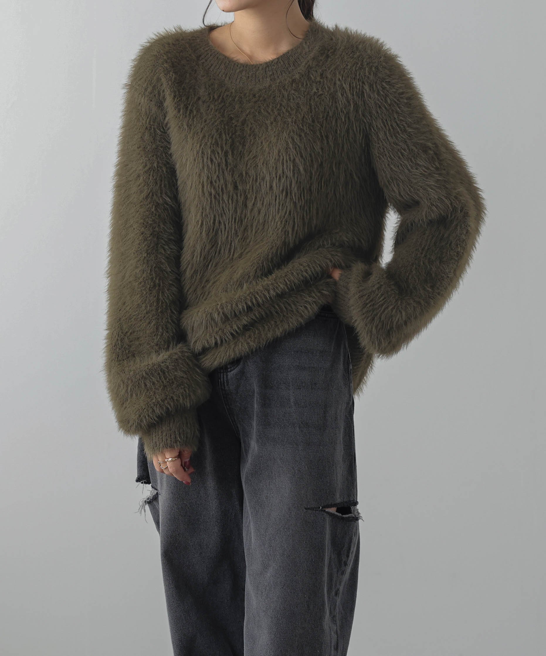 【ラジュール/Lajour】のシャギーニット インテリア・キッズ・メンズ・レディースファッション・服の通販 founy(ファニー) ファッション Fashion レディースファッション Fashion for Women トップス・カットソー Cut & Sew Tops ニット Knit Tops & Sweaters おすすめ Recommended / Our Picks クロップド Cropped, Short Length ショート Short, Short Length トレンド Trend, Trending Now ルーズ Loose, Oversized ロング Long, Long-Length ロングカーキ|ID: prp329100004763209 ipo3291000000034896712