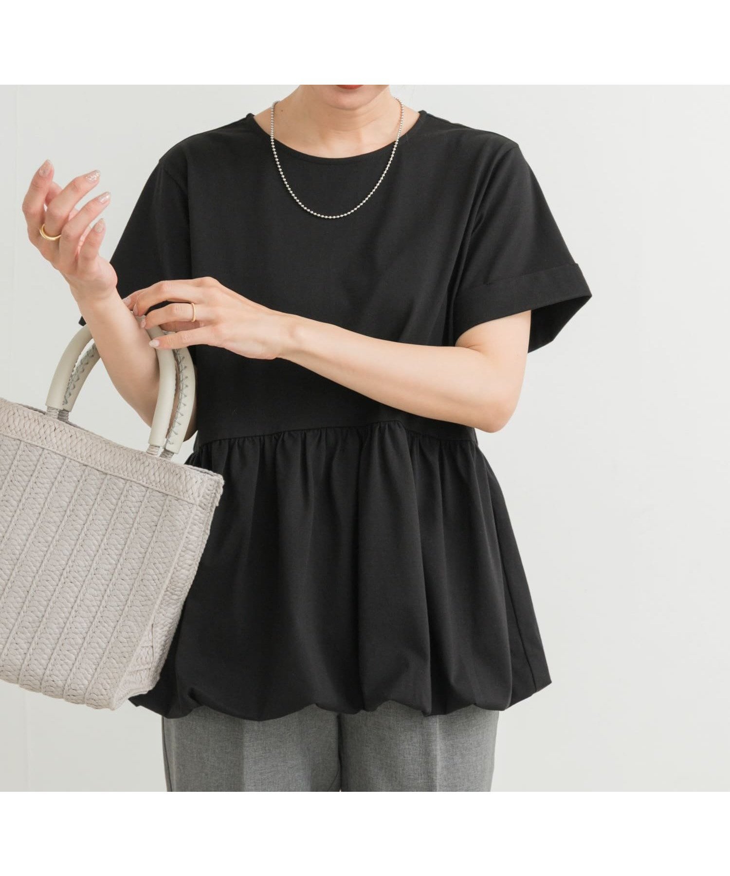 【アーバンリサーチ ドアーズ/URBAN RESEARCH DOORS】のペプラムバルーンTシャツ インテリア・キッズ・メンズ・レディースファッション・服の通販 founy(ファニー) ファッション Fashion レディースファッション Fashion for Women トップス・カットソー Cut & Sew Tops シャツ・ブラウス・オフィスカジュアル Elegant Blouses & Button-Ups ロングTシャツ・Tシャツ Longline T-Shirts & Tees ウェーブ Wavy Pattern カットソー Cut and Sewn Top ジャケット Jacket, Outerwear スラックス Slacks, Dress Pants チュール Tulip, Tulip Motif デニム Denim, Jeans Material なめらか Smooth, Silky Texture バルーン Balloon, Balloon Silhouette ベーシック Basic, Essential ペプラム Peplum, Flared Hem 冬 Winter / This Winter S/S・春夏 SS, Spring/Summer, Warm Season 夏 Summer 2025年 2025 2025春夏・S/S Spring/Summer 2025 SS25 BLACK|ID: prp329100004763267 ipo3291000000034478337