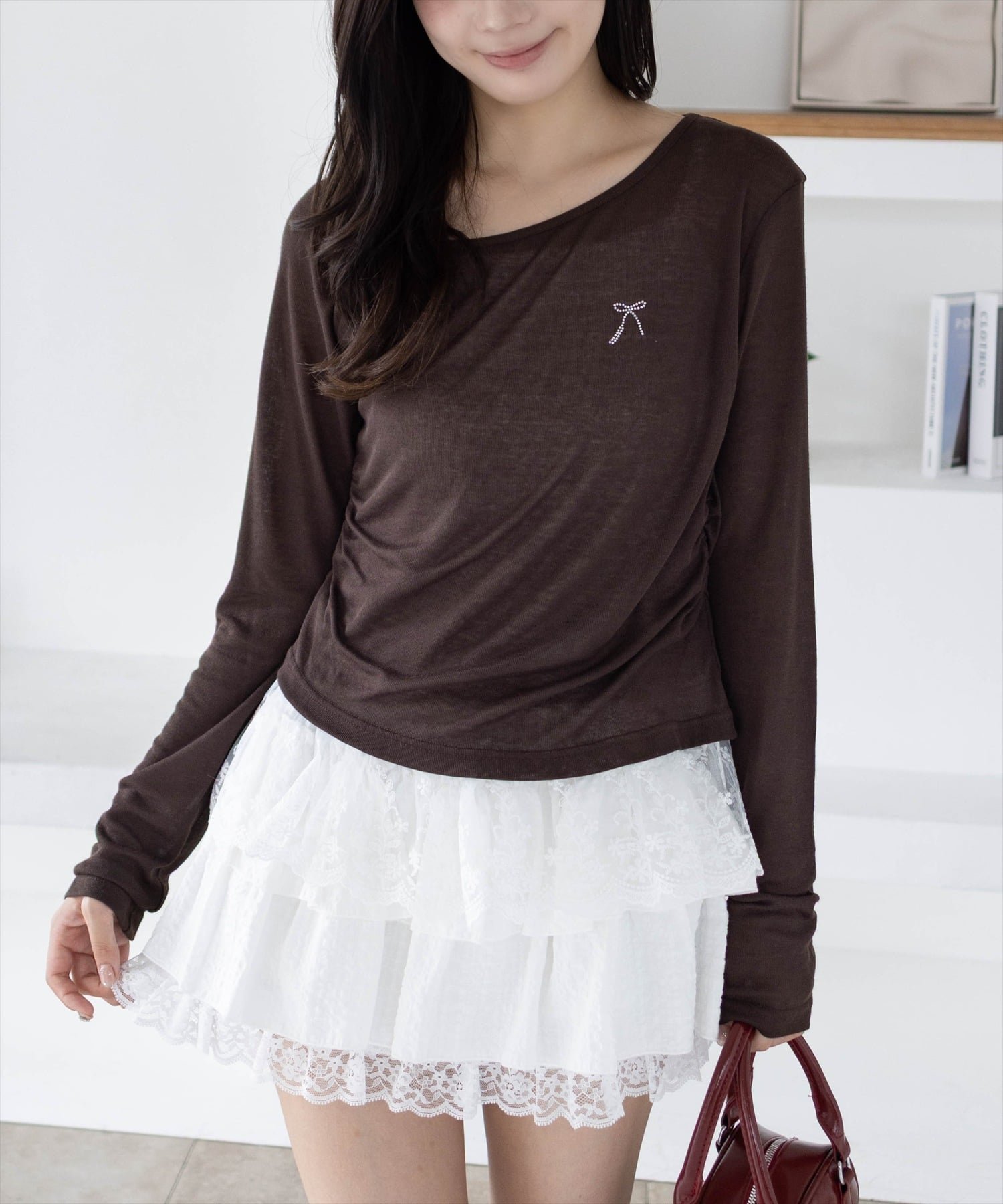 【クリア/clear】のサイドシャーリングワンショルカットソー レースキャミセット インテリア・キッズ・メンズ・レディースファッション・服の通販 founy(ファニー) 　ファッション　Fashion　レディースファッション　Fashion for Women　トップス・カットソー　Cut & Sew Tops　キャミソール&ノースリーブ　Camisoles & Sleeveless Tops　カットソー・ベーシックTシャツ　Cut-and-Sewn Tops / Stretch Tees & Basics　カットソー　Cut and Sewn Top　カーゴパンツ　Cargo Pants, Utility Pants　ガーリー　Girly, Feminine Style　ストーン　Stone, Gem-Like　スラックス　Slacks, Dress Pants　ダウン　Down, Puffer　ダメージ　Distressed, Destroyed　ティアードスカート　Tiered Skirt, Flounced Skirt　デニム　Denim, Jeans Material　フェミニン　Feminine, Girly　ミックス　Mix, Mixed Style　リボン　Ribbon, Bow　レース　Lace, Lace Fabric　ワンショル　One Shoulder, Asymmetrical　ワンポイント　One Point, Statement Accent　おすすめ　Recommended / Our Picks　BR|ID: prp329100004763328 ipo3291000000034609353