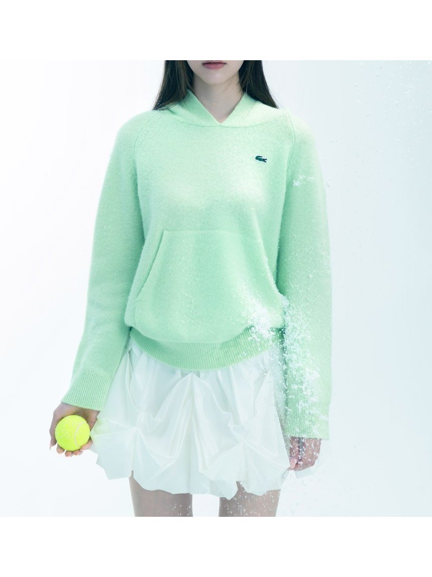 【スナイデル/SNIDEL】のLACOSTE/ニットフーディー インテリア・キッズ・メンズ・レディースファッション・服の通販 founy(ファニー) 　ファッション　Fashion　レディースファッション　Fashion for Women　トップス・カットソー　Cut & Sew Tops　ニット　Knit Tops & Sweaters　コレクション　Collection, Seasonal Line　今季　This Season, Current Season　ストレート　Straight, Straight Cut　スマート　Smart, Elegant　フォーマル　Formal, Dressy　フランス　France, French　フロント　Front, Front Design　ポケット　Pocket, Pocket Detail　ミニスカート　Mini Skirt, Short Skirt　冬　Winter / This Winter　おすすめ　Recommended / Our Picks　MNT[021]|ID: prp329100004763368 ipo3291000000034480255