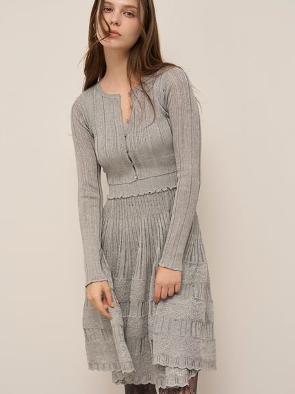 【スナイデル/SNIDEL】のレースクロシェカーデセットワンピース インテリア・キッズ・メンズ・レディースファッション・服の通販 founy(ファニー) 　ファッション　Fashion　レディースファッション　Fashion for Women　ワンピース　Dresses　エレガント 上品　Elegant　カーディガン　Cardigan, Knitwear　キャミソール　Camisole, Spaghetti Strap Top　クラシカル　Classical, Vintage-Inspired　今季　This Season, Current Season　シアー　Sheer, See-Through　スマート　Smart, Elegant　タイツ　Tights, Legwear　タンク　Tank Top, Sleeveless Top　デコルテ　Décolleté, Neckline　フィット　Fit, Slim Fit　フロント　Front, Front Design　レース　Lace, Lace Fabric　ロマンティック　Romantic, Feminine Style　おすすめ　Recommended / Our Picks　GRY[006]|ID: prp329100004763441 ipo3291000000034481284