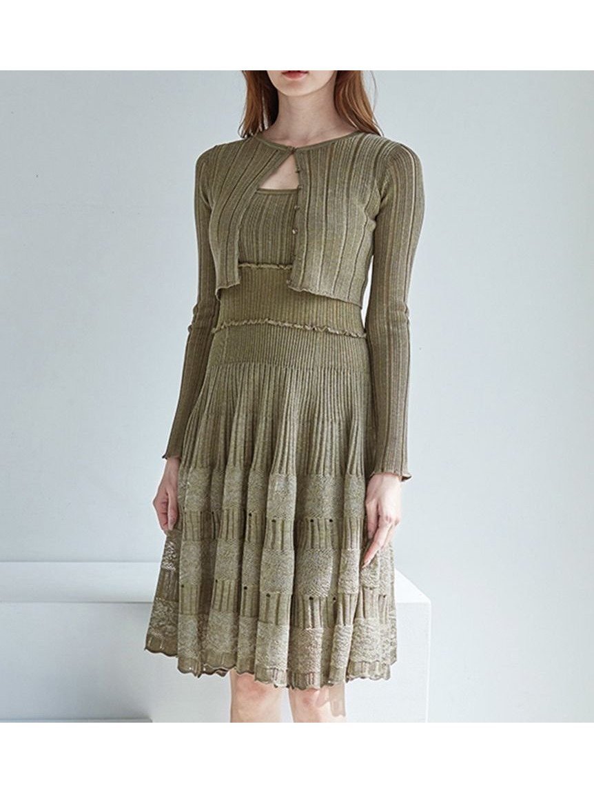 【スナイデル/SNIDEL】のレースクロシェカーデセットワンピース インテリア・キッズ・メンズ・レディースファッション・服の通販 founy(ファニー) 　ファッション　Fashion　レディースファッション　Fashion for Women　ワンピース　Dresses　エレガント 上品　Elegant　カーディガン　Cardigan, Knitwear　キャミソール　Camisole, Spaghetti Strap Top　クラシカル　Classical, Vintage-Inspired　今季　This Season, Current Season　シアー　Sheer, See-Through　スマート　Smart, Elegant　タイツ　Tights, Legwear　タンク　Tank Top, Sleeveless Top　デコルテ　Décolleté, Neckline　フィット　Fit, Slim Fit　フロント　Front, Front Design　レース　Lace, Lace Fabric　ロマンティック　Romantic, Feminine Style　おすすめ　Recommended / Our Picks　OLV[027]|ID: prp329100004763441 ipo3291000000034481287