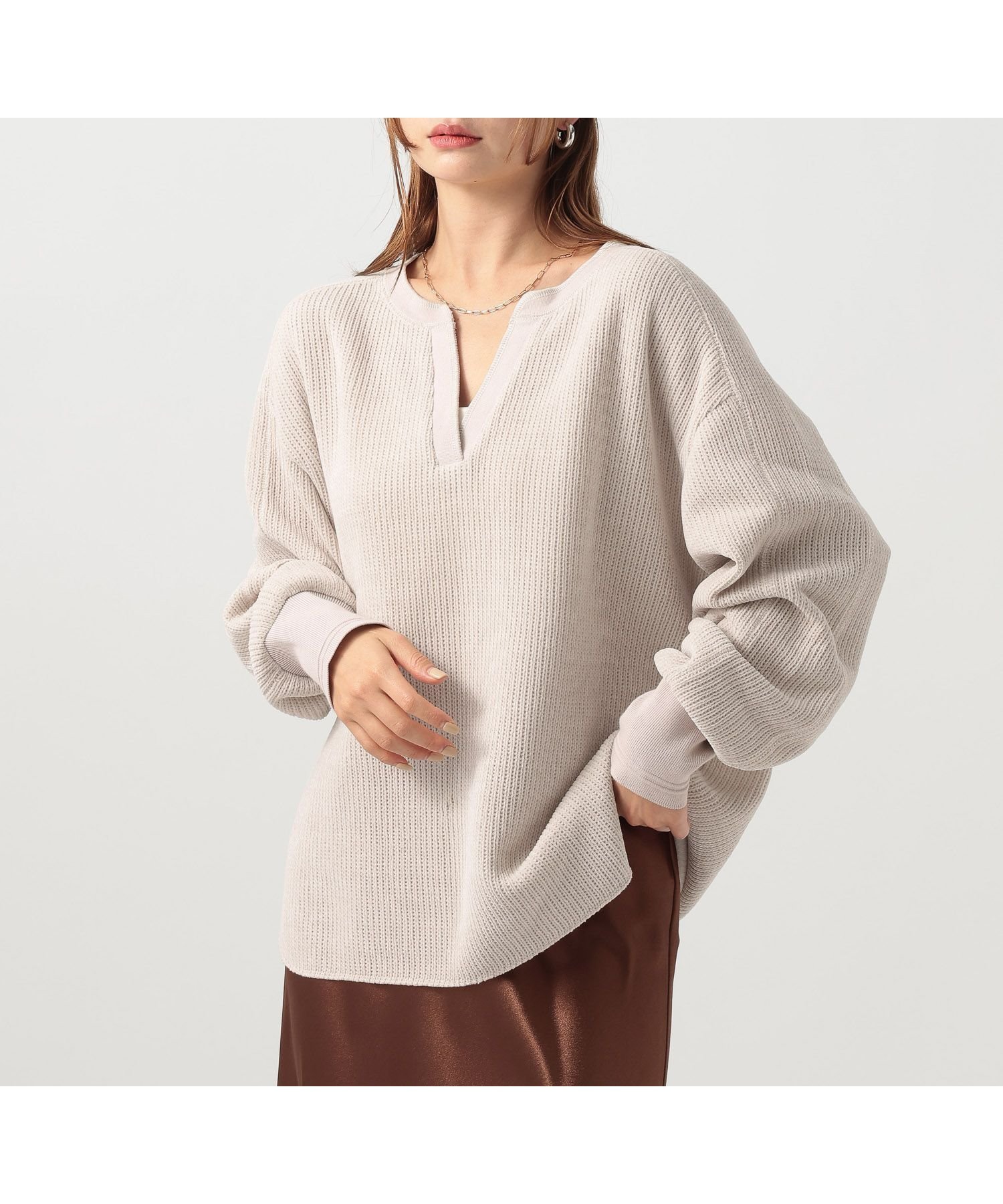 【ベイフロー/BAYFLOW】のソフトモールWフェイスプルオーバー インテリア・キッズ・メンズ・レディースファッション・服の通販 founy(ファニー) 　ファッション　Fashion　レディースファッション　Fashion for Women　トップス・カットソー　Cut & Sew Tops　カジュアルプルオーバー・ニットトップス　Pullovers & Knit Tops / Casual Pullovers　おすすめ　Recommended / Our Picks　カットソー　Cut and Sewn Top　トレンド　Trend, Trending Now　フェイス　Face, Facial Design　ワイド　Wide, Wide Fit　グレージュ13|ID: prp329100004763935 ipo3291000000035014572