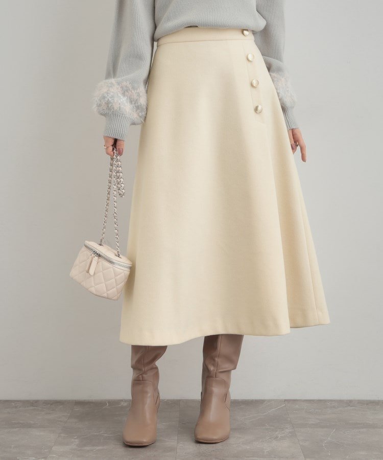 【クチュール ブローチ/Couture Brooch】のフェイクウールポンチスカート インテリア・キッズ・メンズ・レディースファッション・服の通販 founy(ファニー) 　ファッション　Fashion　レディースファッション　Fashion for Women　スカート　Skirts　スマート　Smart, Elegant　フレア　Flare, Flared　ポケット　Pocket, Pocket Detail　ラップ　Wrap, Wrap Design　アイボリー|ID: prp329100004763989 ipo3291000000034486953