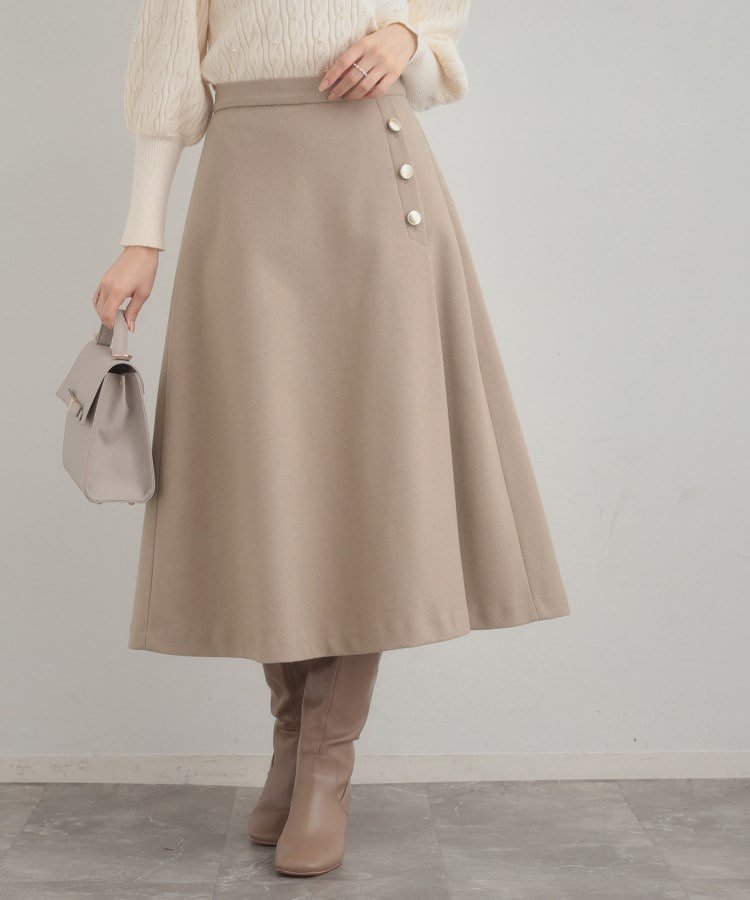 【クチュール ブローチ/Couture Brooch】のフェイクウールポンチスカート インテリア・キッズ・メンズ・レディースファッション・服の通販 founy(ファニー) 　ファッション　Fashion　レディースファッション　Fashion for Women　スカート　Skirts　スマート　Smart, Elegant　フレア　Flare, Flared　ポケット　Pocket, Pocket Detail　ラップ　Wrap, Wrap Design　ベージュ|ID: prp329100004763989 ipo3291000000034486954
