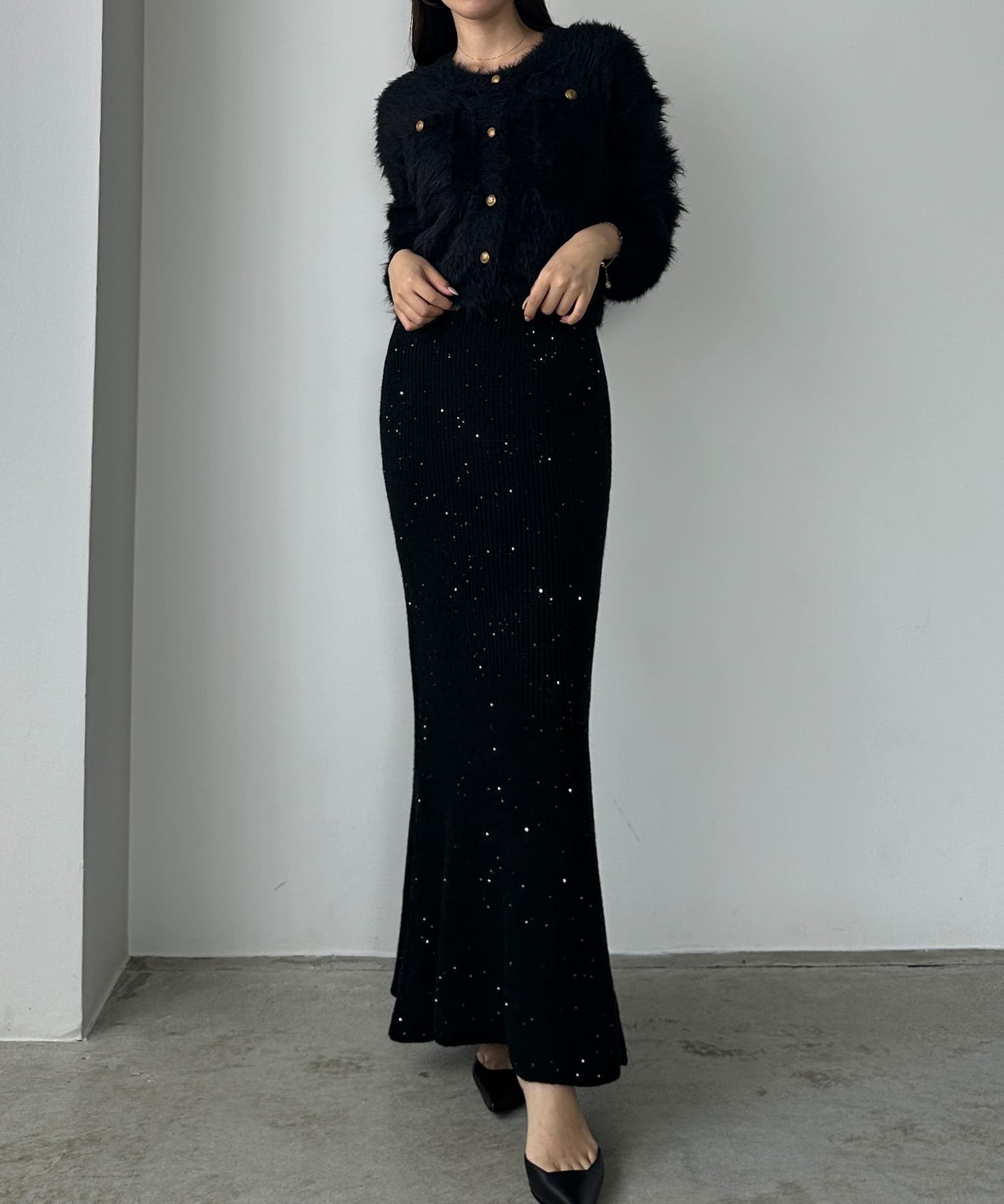 【ジュノア/JUNOAH】のLouere スパンコールマーメイドニットスカート インテリア・キッズ・メンズ・レディースファッション・服の通販 founy(ファニー) ファッション Fashion レディースファッション Fashion for Women スカート Skirts アクリル Acrylic Material ブラック|ID: prp329100004763991 ipo3291000000034486984