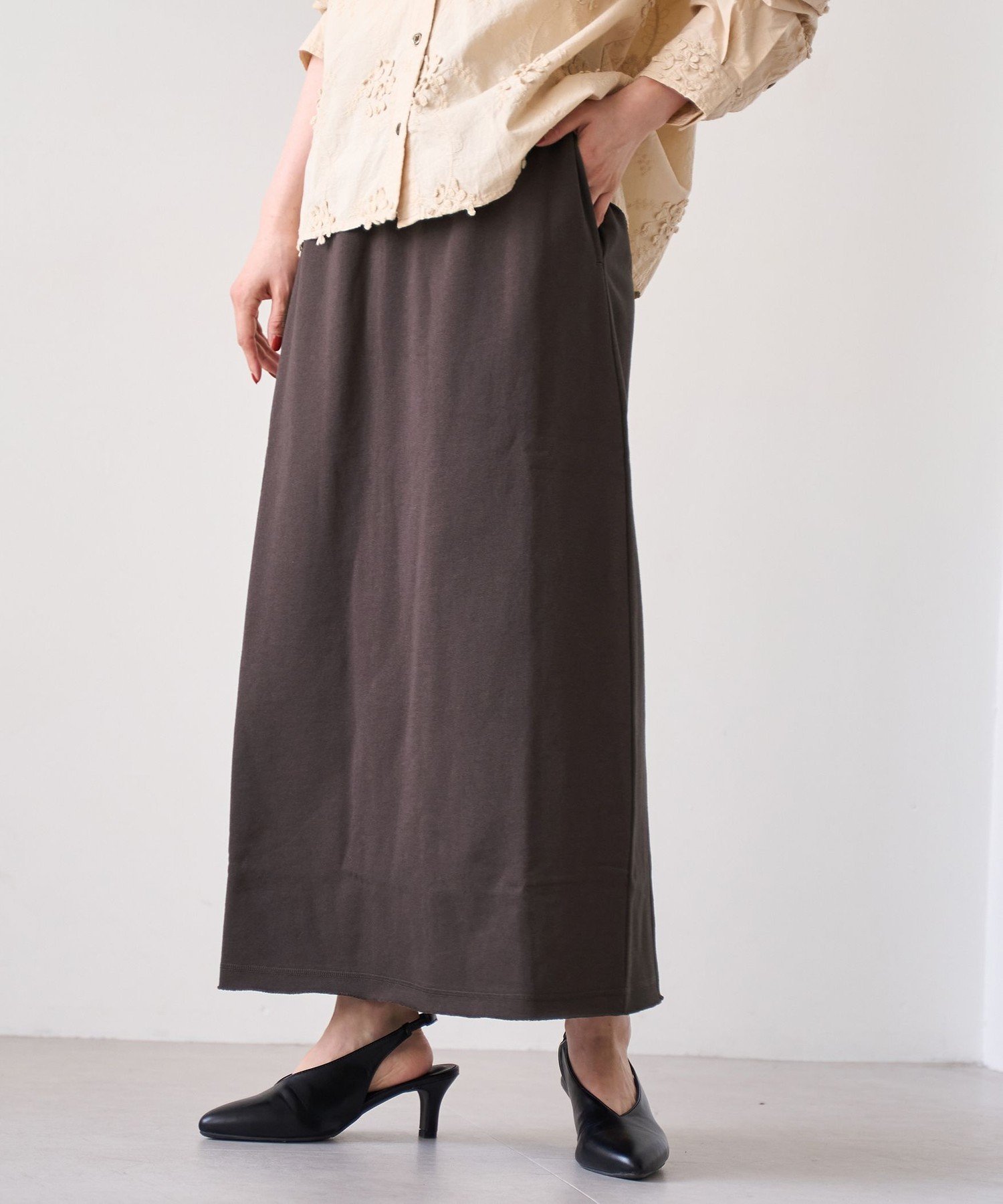 【コーエン/COEN】の裏毛ナロースカート インテリア・キッズ・メンズ・レディースファッション・服の通販 founy(ファニー) 　ファッション　Fashion　レディースファッション　Fashion for Women　スカート　Skirts　カットソー　Cut and Sewn Top　ジャケット　Jacket, Outerwear　DK.BROWN|ID: prp329100004764032 ipo3291000000034658826