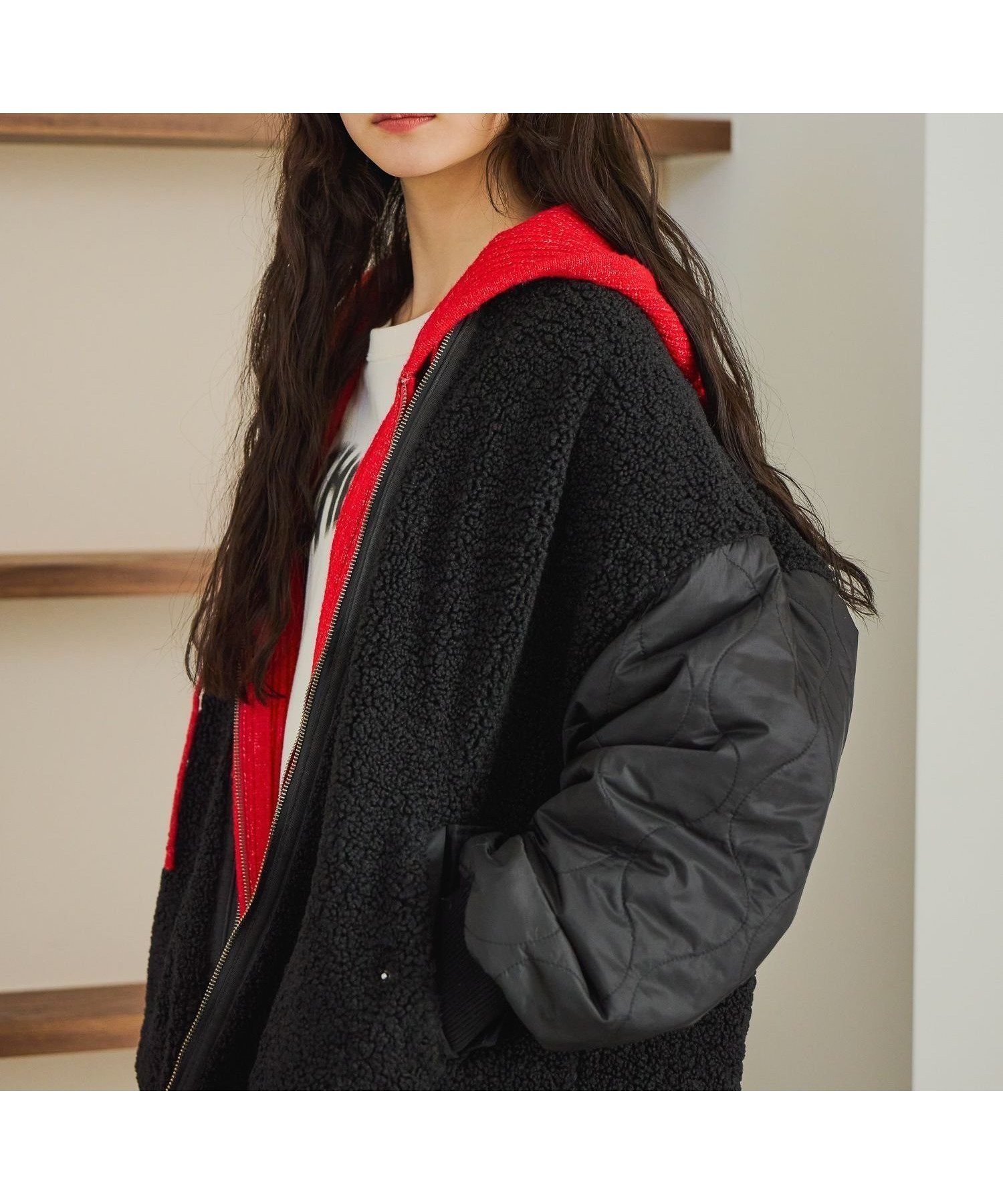 【ニコアンド/niko and】のリバーシブルロングMA-1 インテリア・キッズ・メンズ・レディースファッション・服の通販 founy(ファニー) 　ファッション　Fashion　レディースファッション　Fashion for Women　アウター　Coat / Outerwear Collection　MA-1ジャケット　MA-1 Bomber Jackets / Flight Jackets　おすすめ　Recommended / Our Picks　クール　Cool, Chic　ジャケット　Jacket, Outerwear　スラックス　Slacks, Dress Pants　デニム　Denim, Jeans Material　フリル　Frill, Ruffle　ミックス　Mix, Mixed Style　リバーシブル　Reversible, Two-Sided　ワイド　Wide, Wide Fit　ヴィンテージ　Vintage Style　無地　Plain, Solid Color　ブラック|ID: prp329100004764061 ipo3291000000034654353