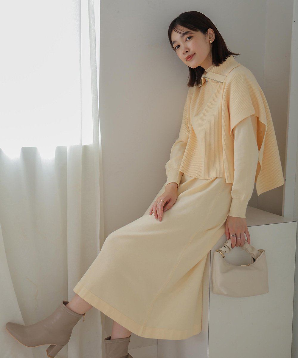 【バブ ブージュルード/Bab Bou Jeloud】の【WEB限定】【低身長向けサイズあり】ハーフZIPトップ ニットワンピースセット インテリア・キッズ・メンズ・レディースファッション・服の通販 founy(ファニー) 　ファッション　Fashion　レディースファッション　Fashion for Women　ワンピース　Dresses　ニットワンピース　Knit Dresses　セットアップ　Set-Up, Coordinated Outfit　ハイネック　High Neck, Mock Neck　ハーフ　Half, Half-Length　バランス　Balance, Style Balance　ベーシック　Basic, Essential　別注　Limited Edition, Custom Order　ワイドリブ　Wide Rib, Wide Ribbed Knit　再入荷　Restock / Back in Stock　おすすめ　Recommended / Our Picks　IVORY|ID: prp329100004764105 ipo3291000000034488428